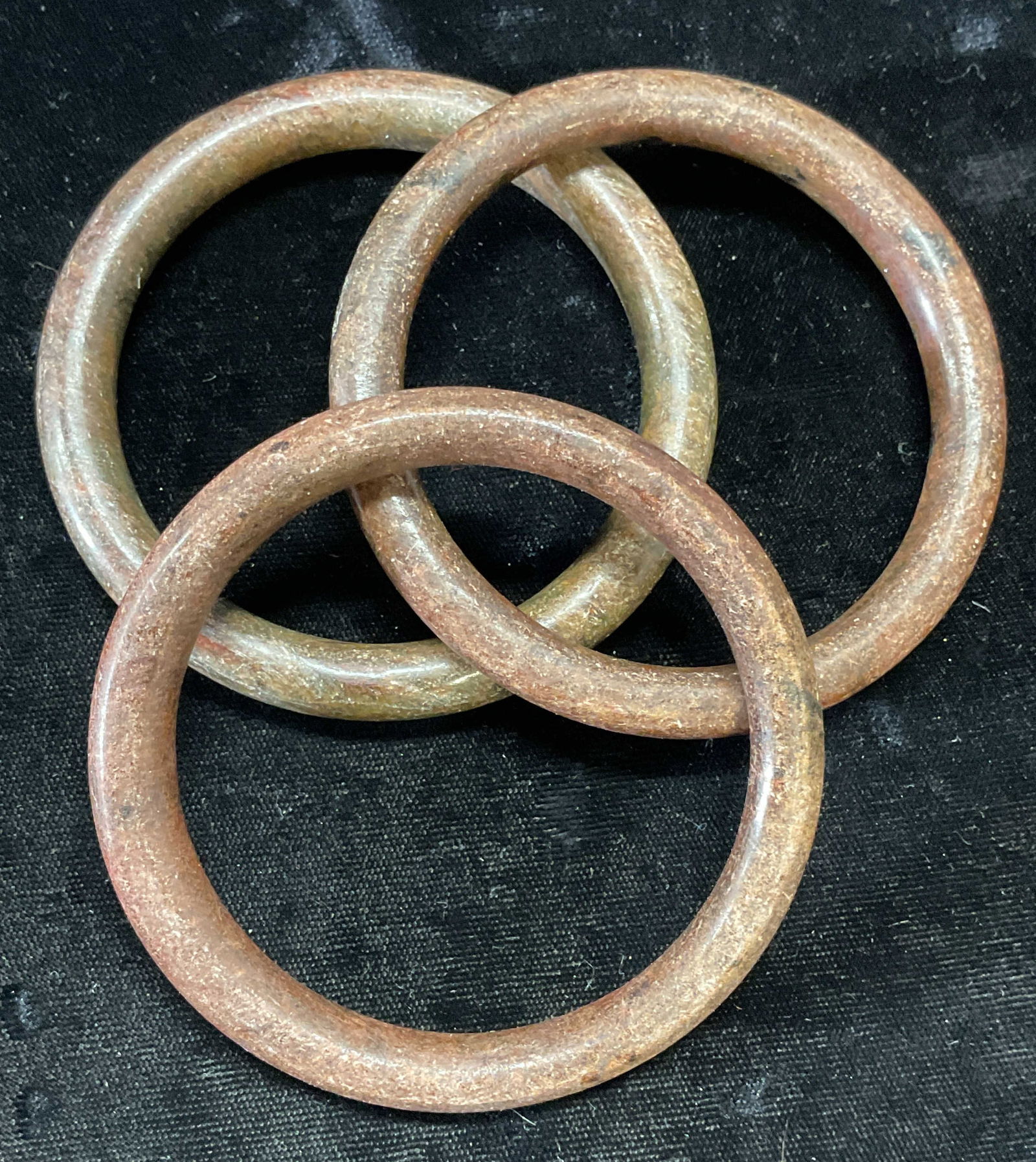 Set 3 Vintage Carved Russet Jade Bangle Bracelets (1 of 7)