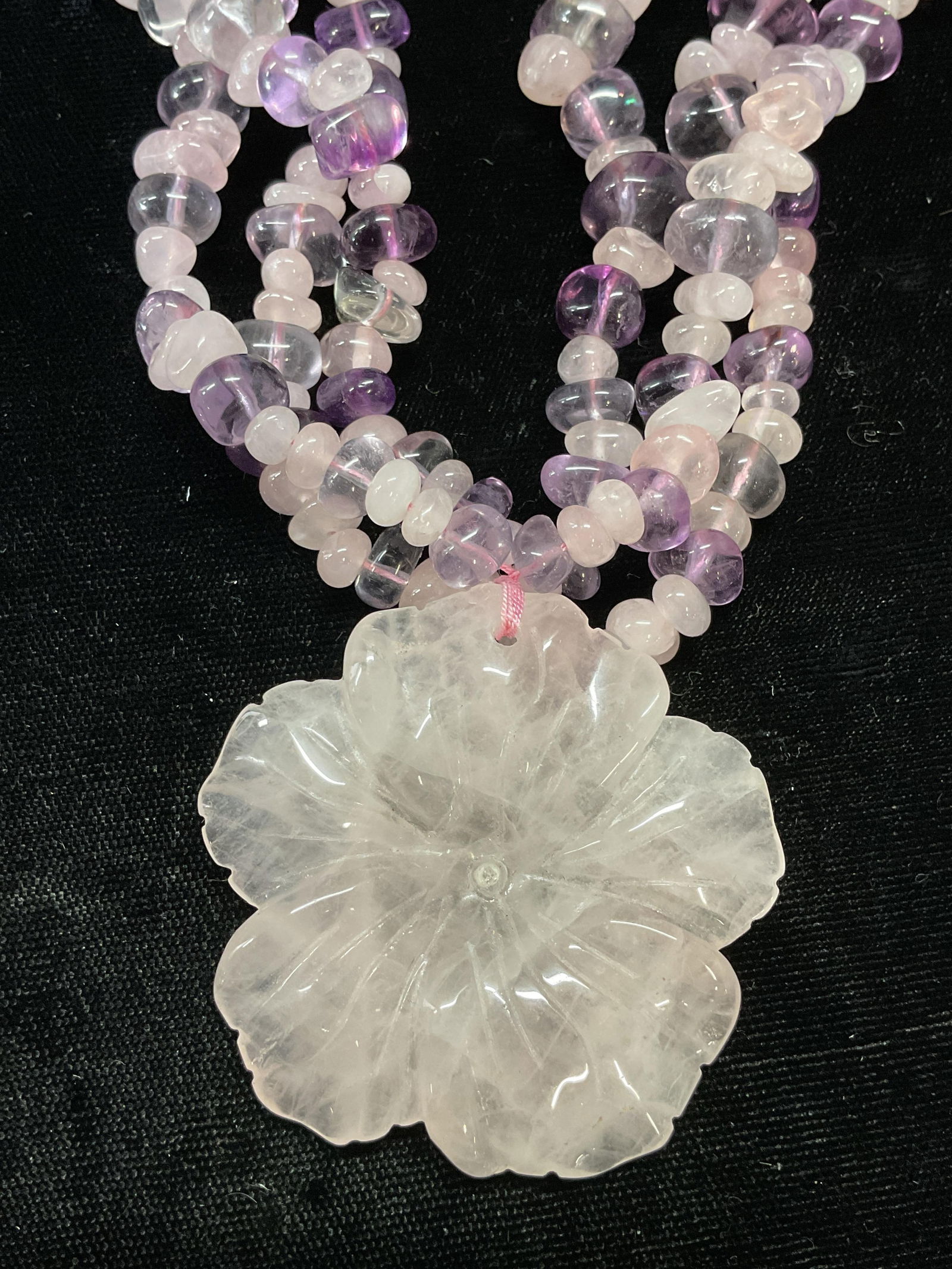 Amethyst & Rose Quartz Pendant Necklace (1 of 6)