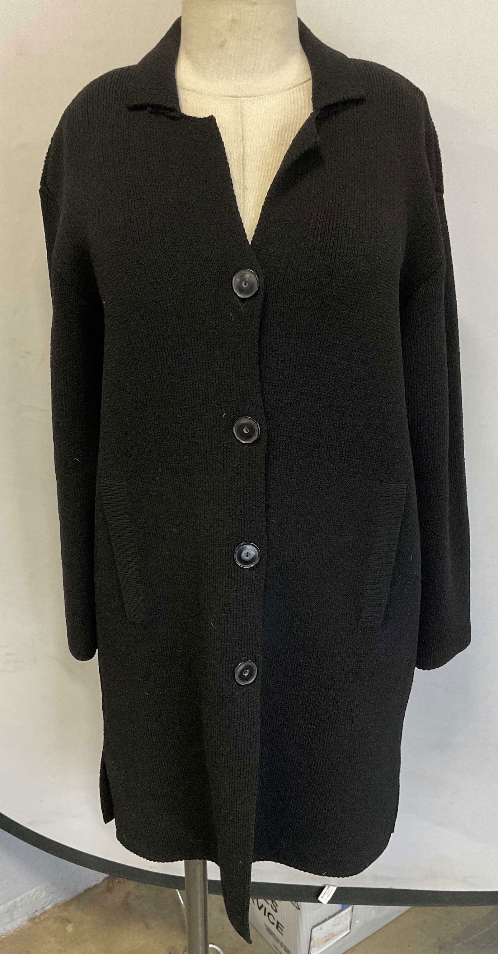 Margaret OLeary Black Knit Wool Sweater Jacket (1 of 8)