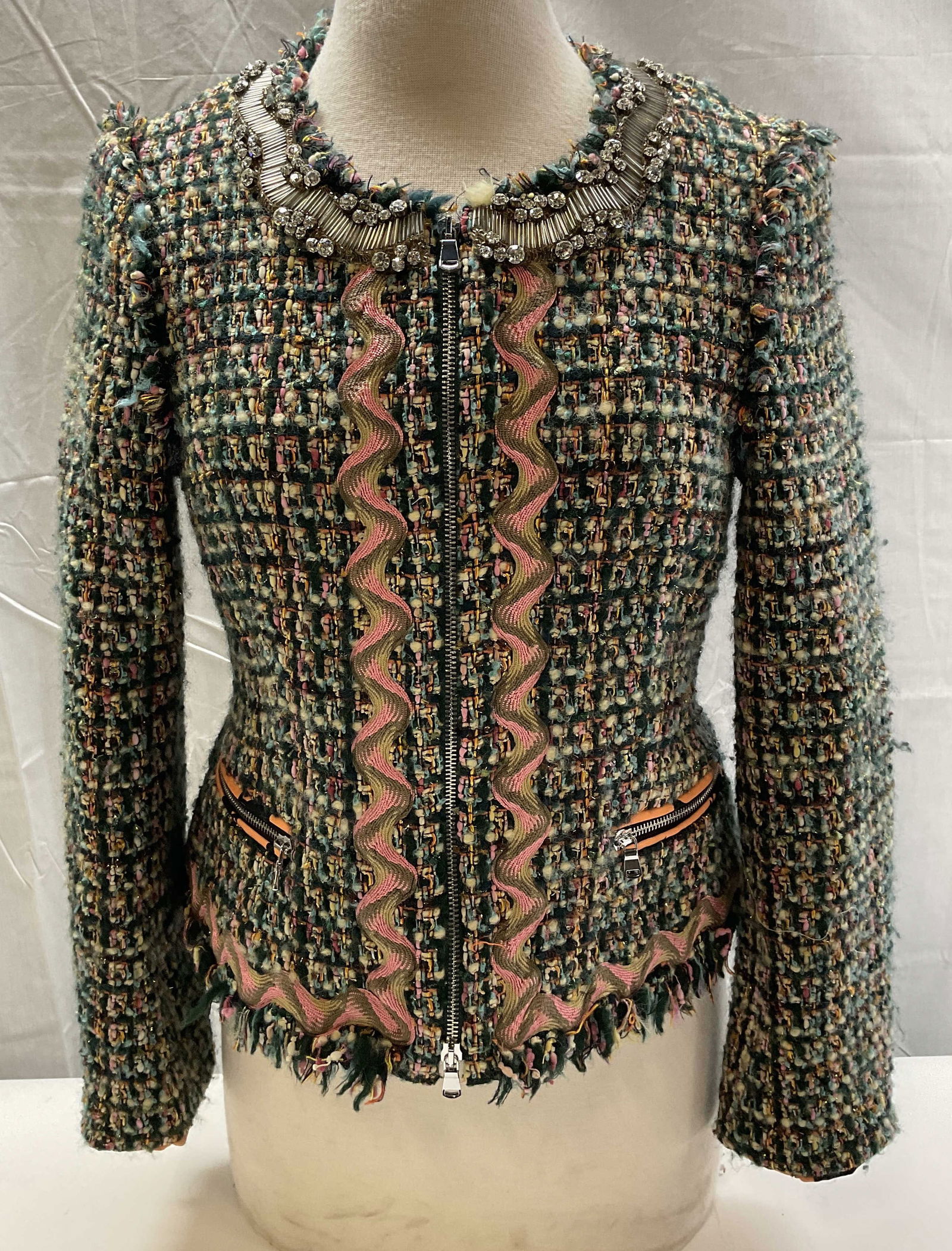 MOSCHINO Cheap & Chic Green Tweed Jacket, Italy (1 of 10)