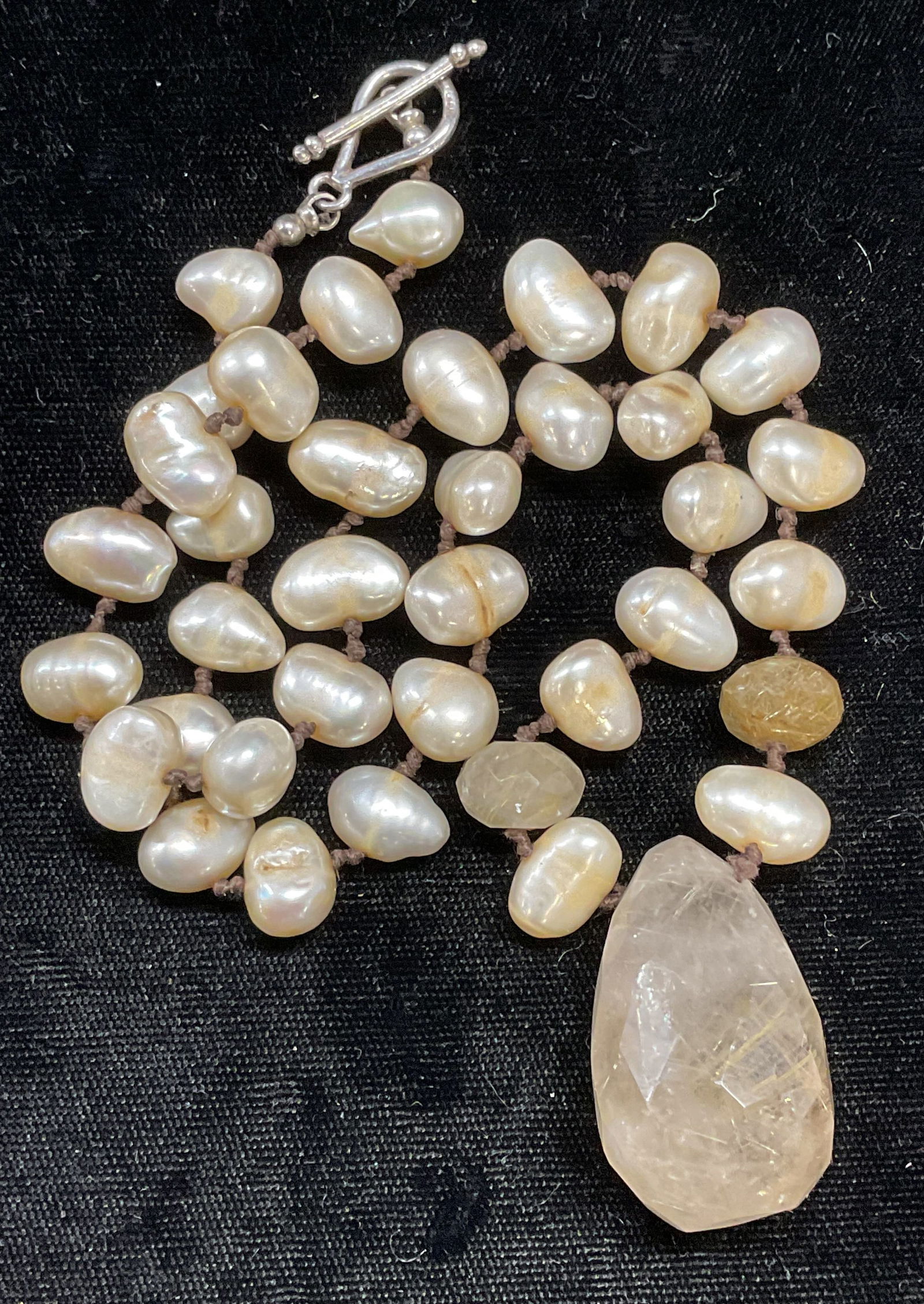 Vintage Baroque Pearl Rutilated Quartz Necklace (1 of 7)