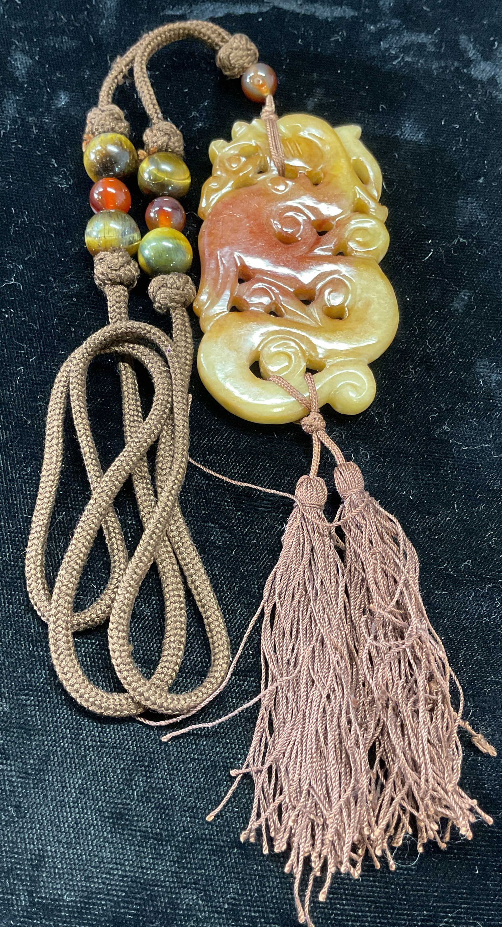 Vintage Asian Jade Dragon Pendant Necklace (1 of 6)