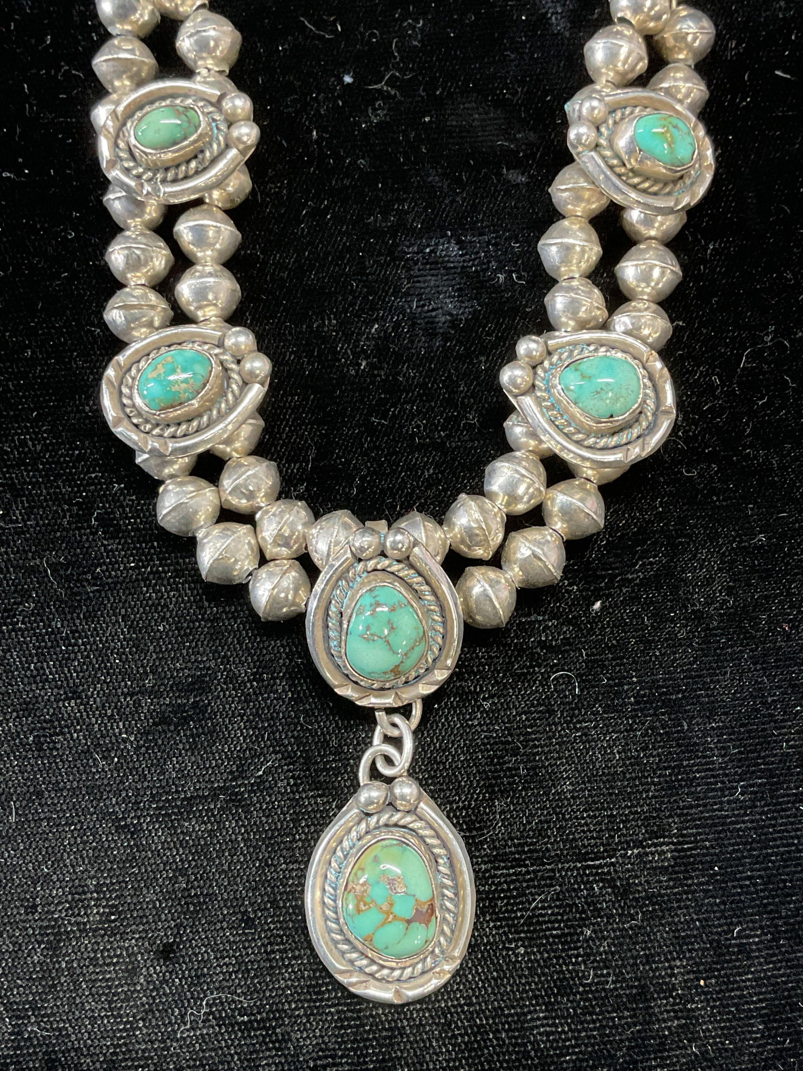 Vintage Sterling Silver Turquoise Pendant Necklace (1 of 8)