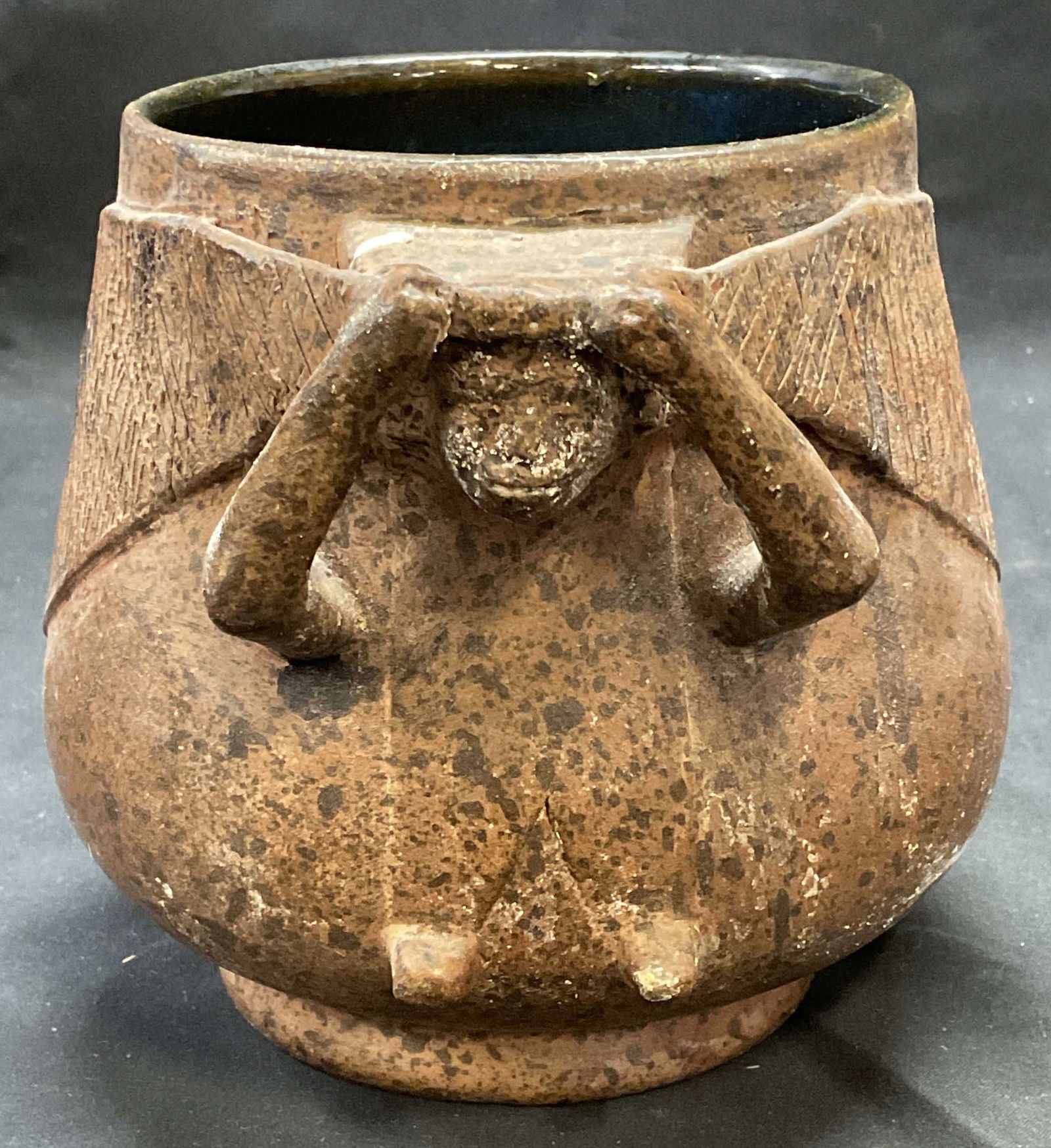 Brown Ceramic Monkey Planter (1 of 7)