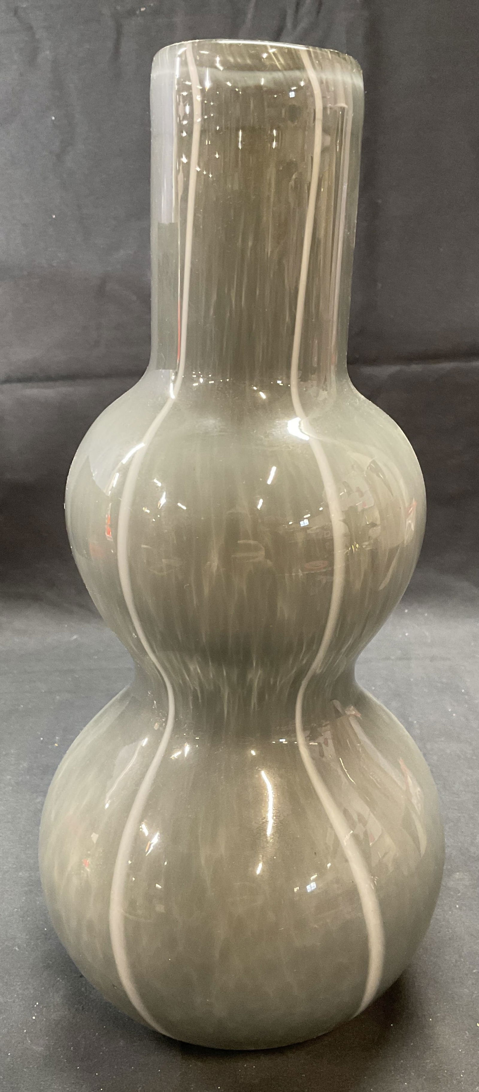 Global Views Grey & White Art Glass Gourd Vase (1 of 6)