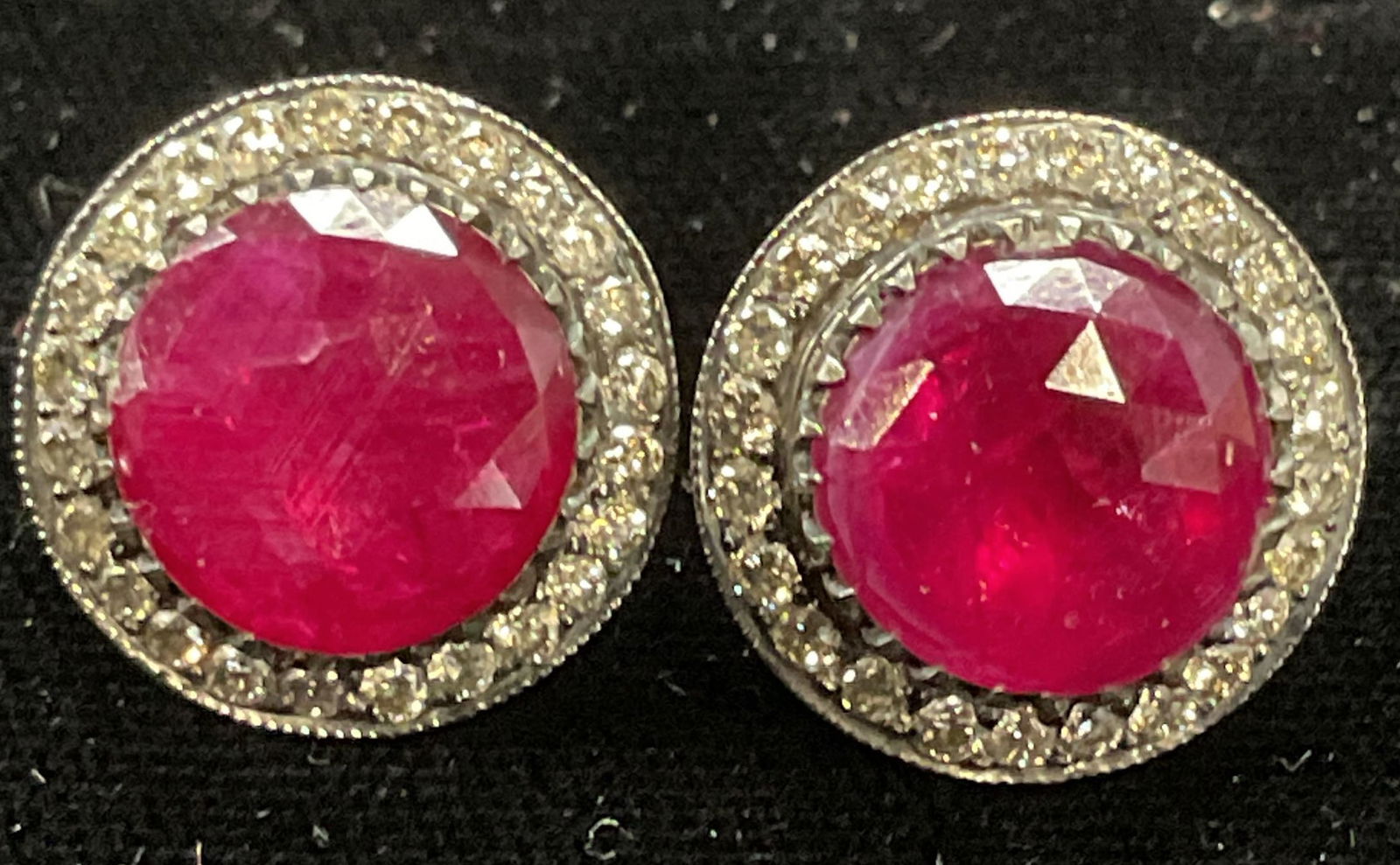 Vtg Sterling Silver Diamond & Ruby Earrings (1 of 6)