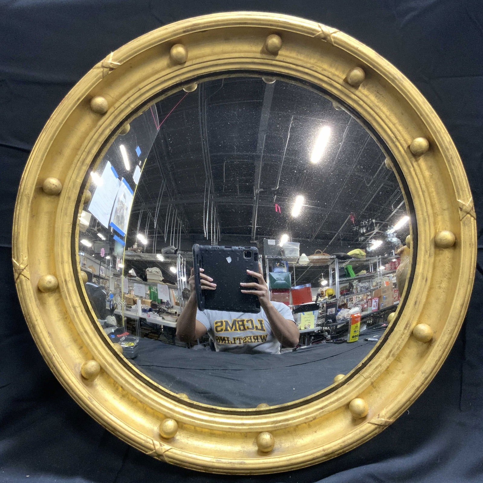 Vintage Circular Beveled Gilt Frame Mirror (1 of 8)