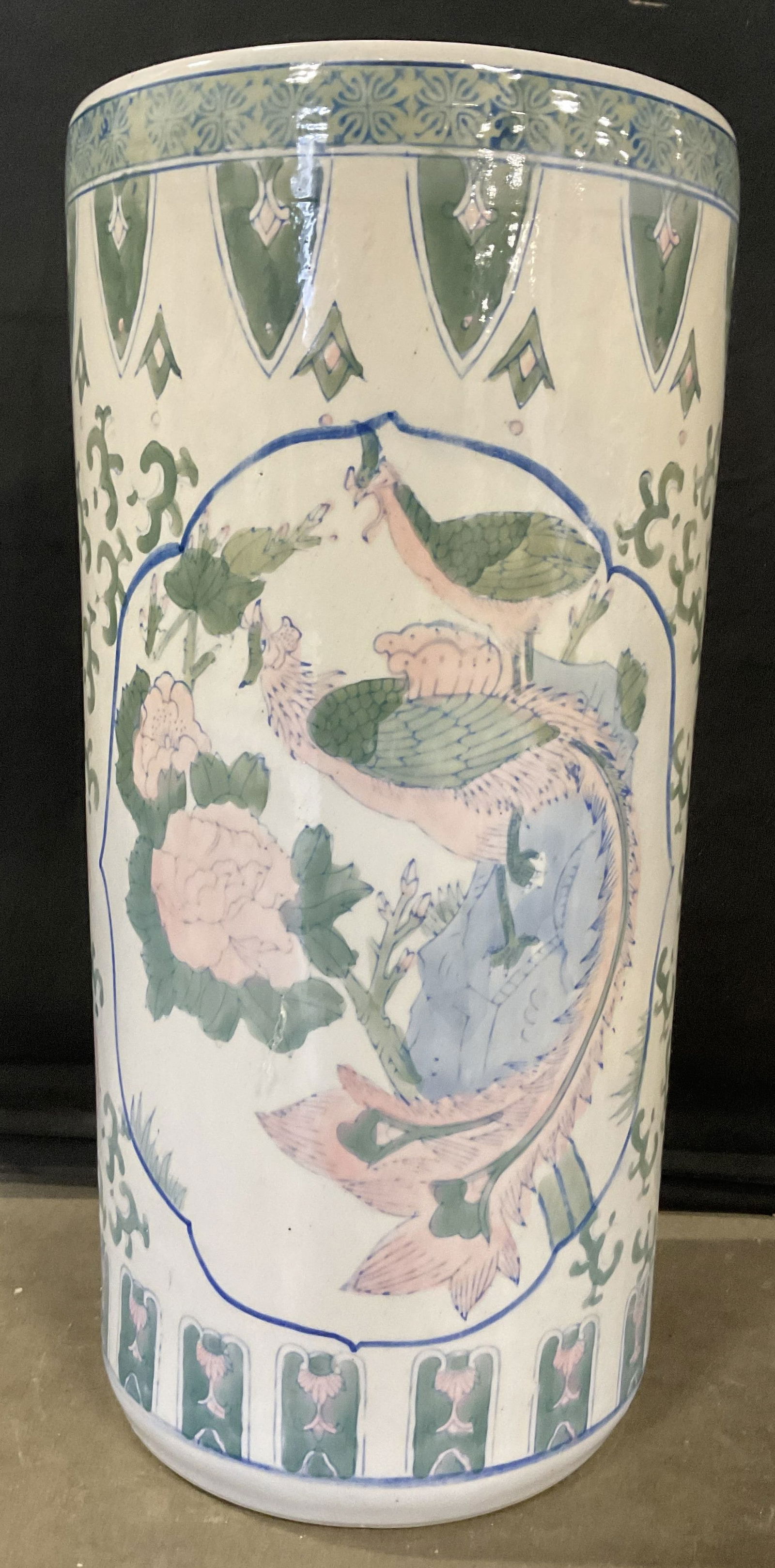 Bird Motif Asian Ceramic Umbrella Stand (1 of 9)