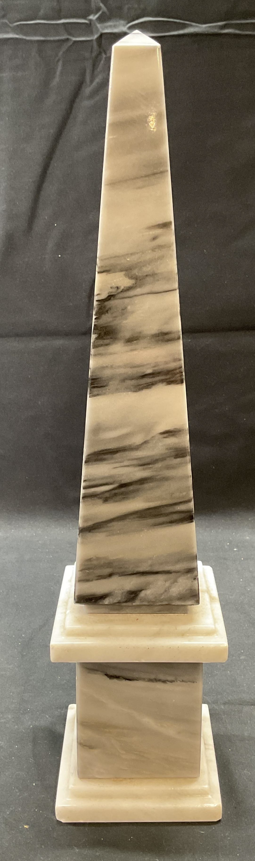 Carved Grey & White Stone Obelisk Figural (1 of 6)