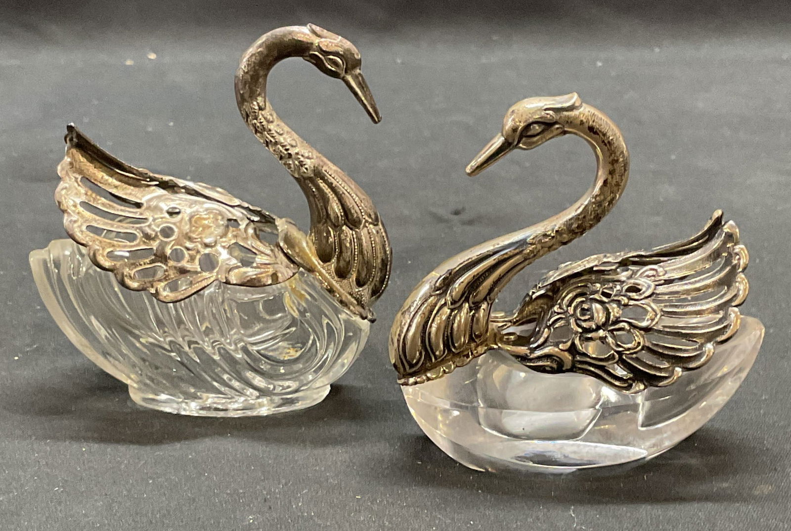 Lot 2 835 Silver & Silver Pl Swan Salt Cellars (1 of 10)