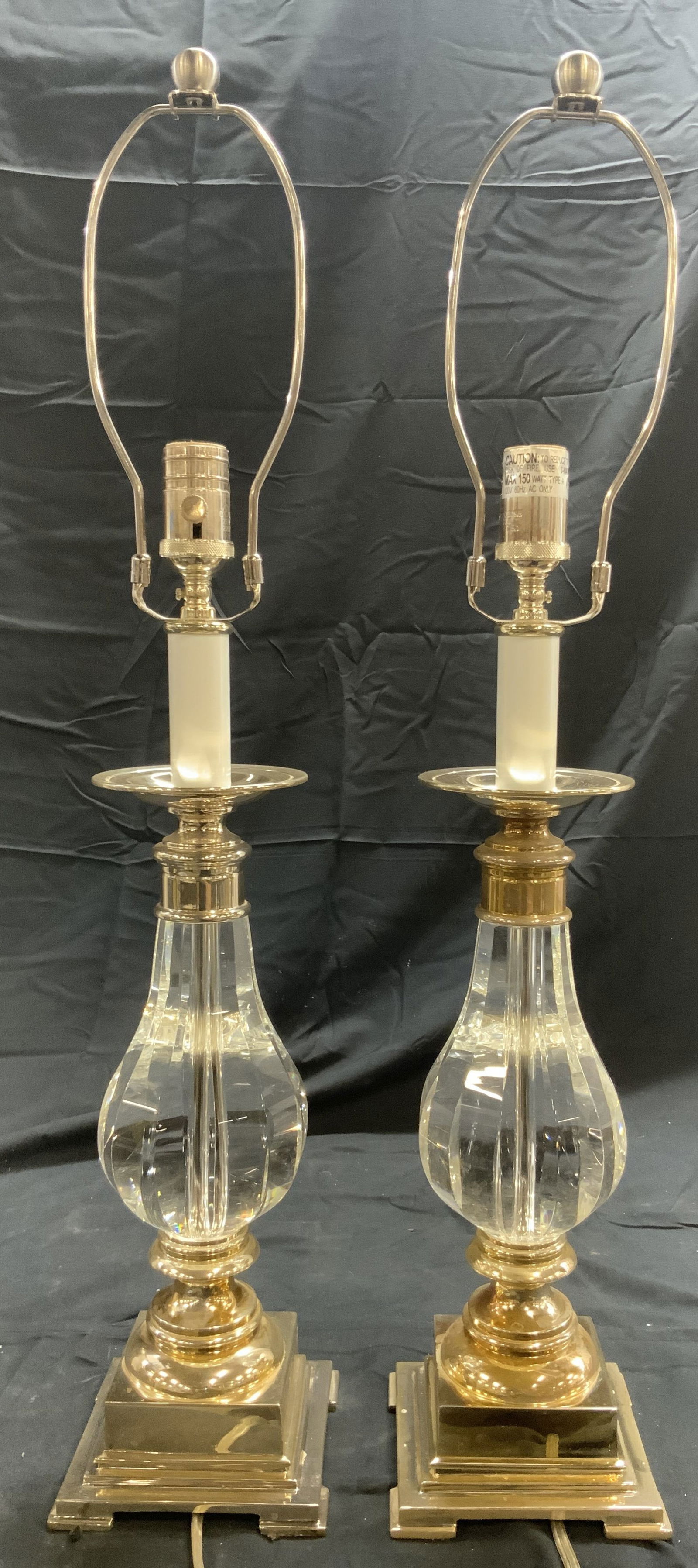 Pair Crystal & White Metal Table Lamps (1 of 8)