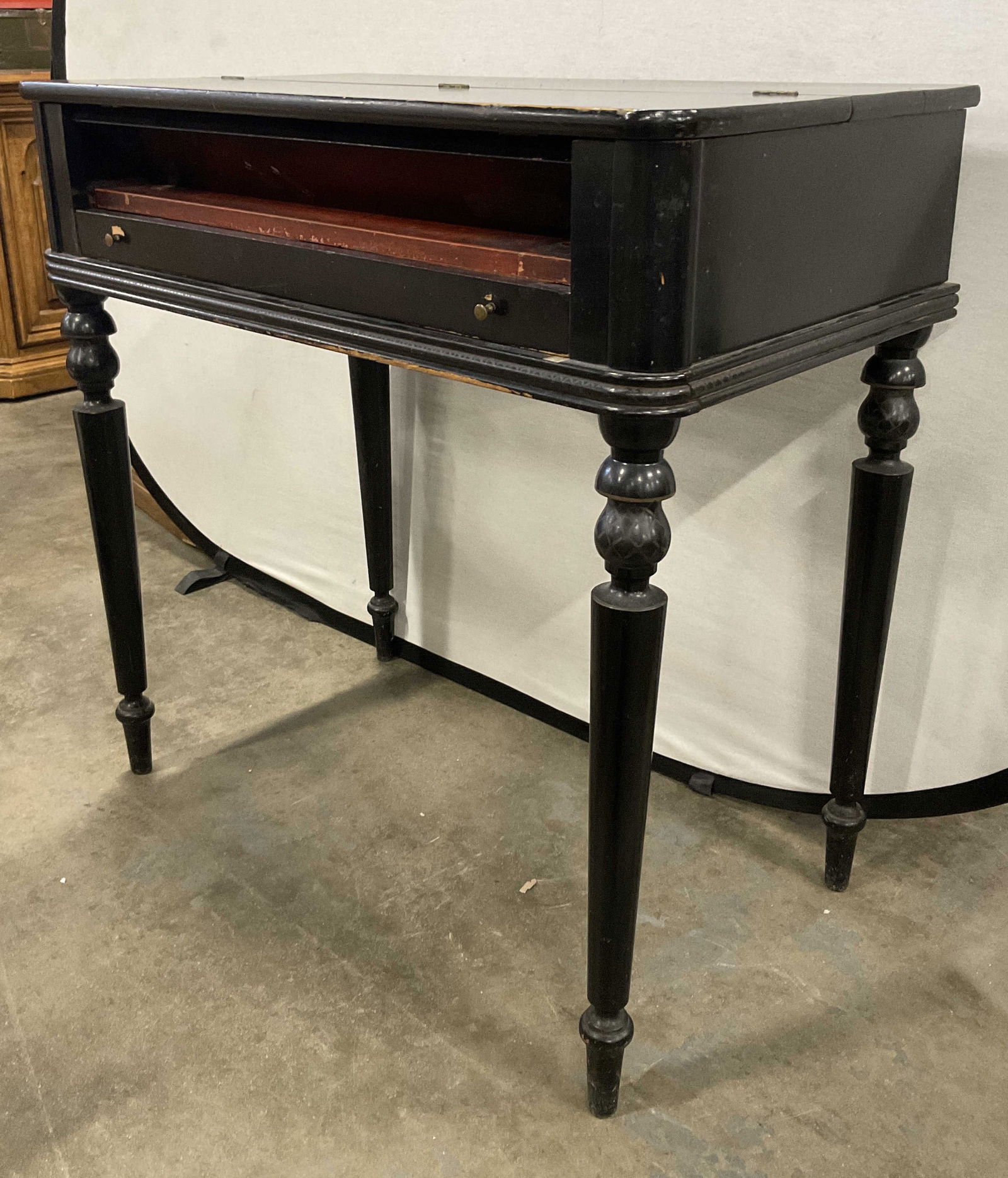 Vintage Asian Black Lacquer Desk W/ Red Interior (1 of 12)
