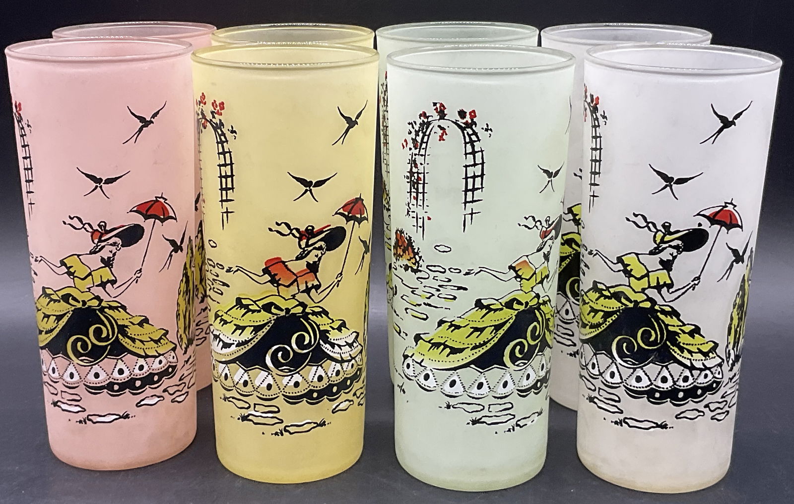 Set 8 Vintage Frosted Southern Belle Glasses (1 of 7)