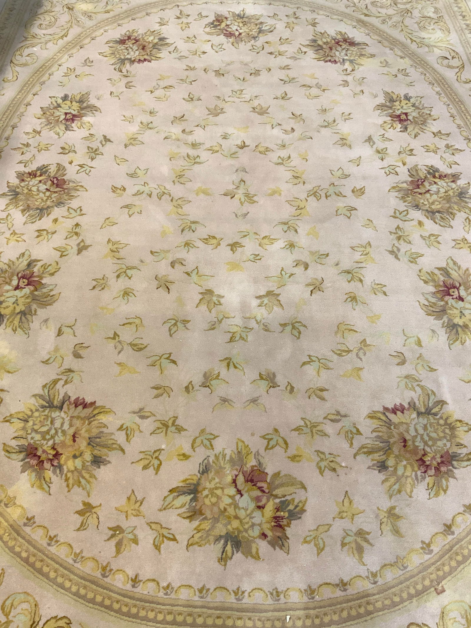 Oversized Vintage Floral Wool Pile Rug W Fringes (1 of 8)