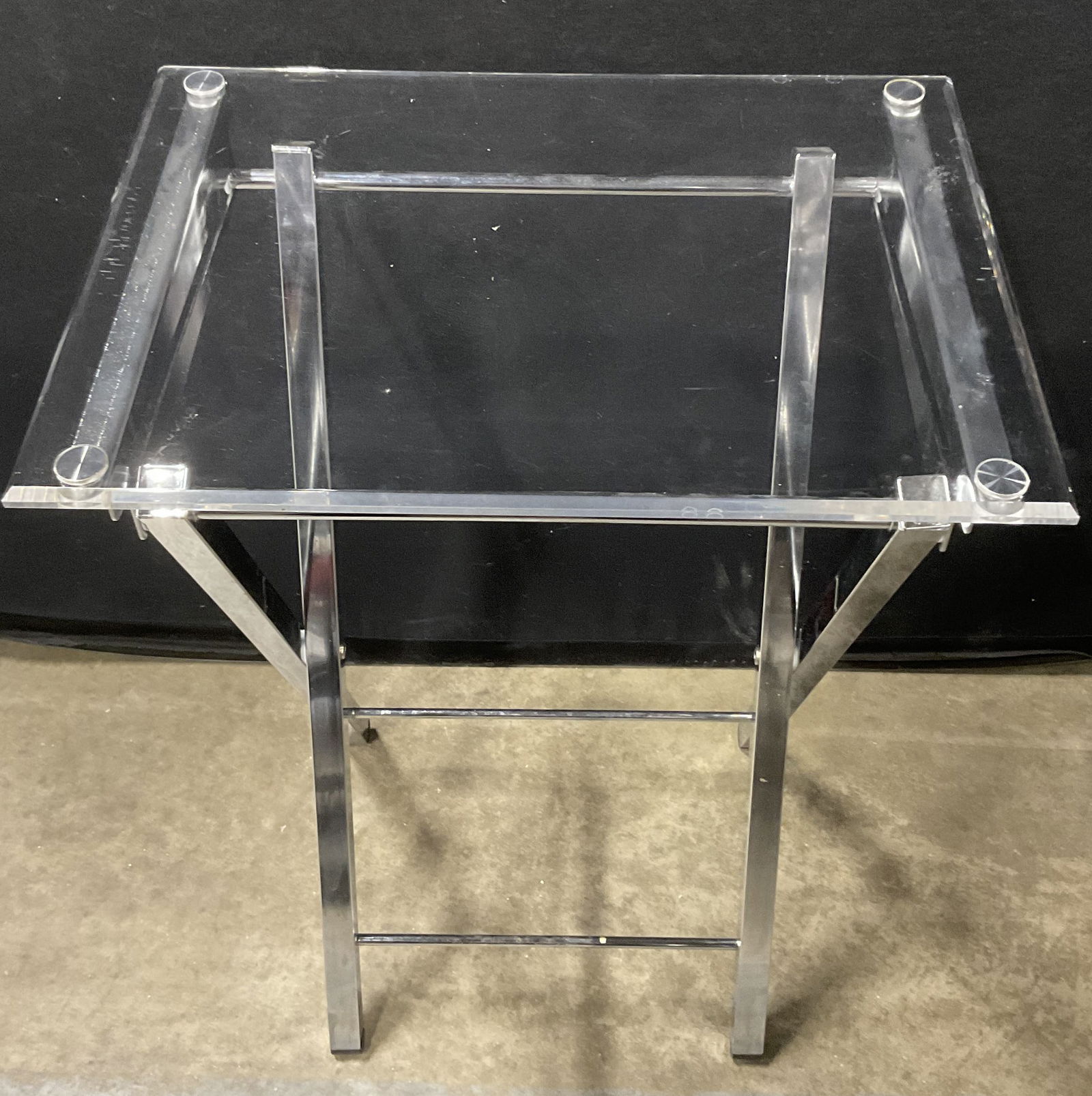 Clear Acrylic Folding Table W/ X Chrome Base (1 of 8)