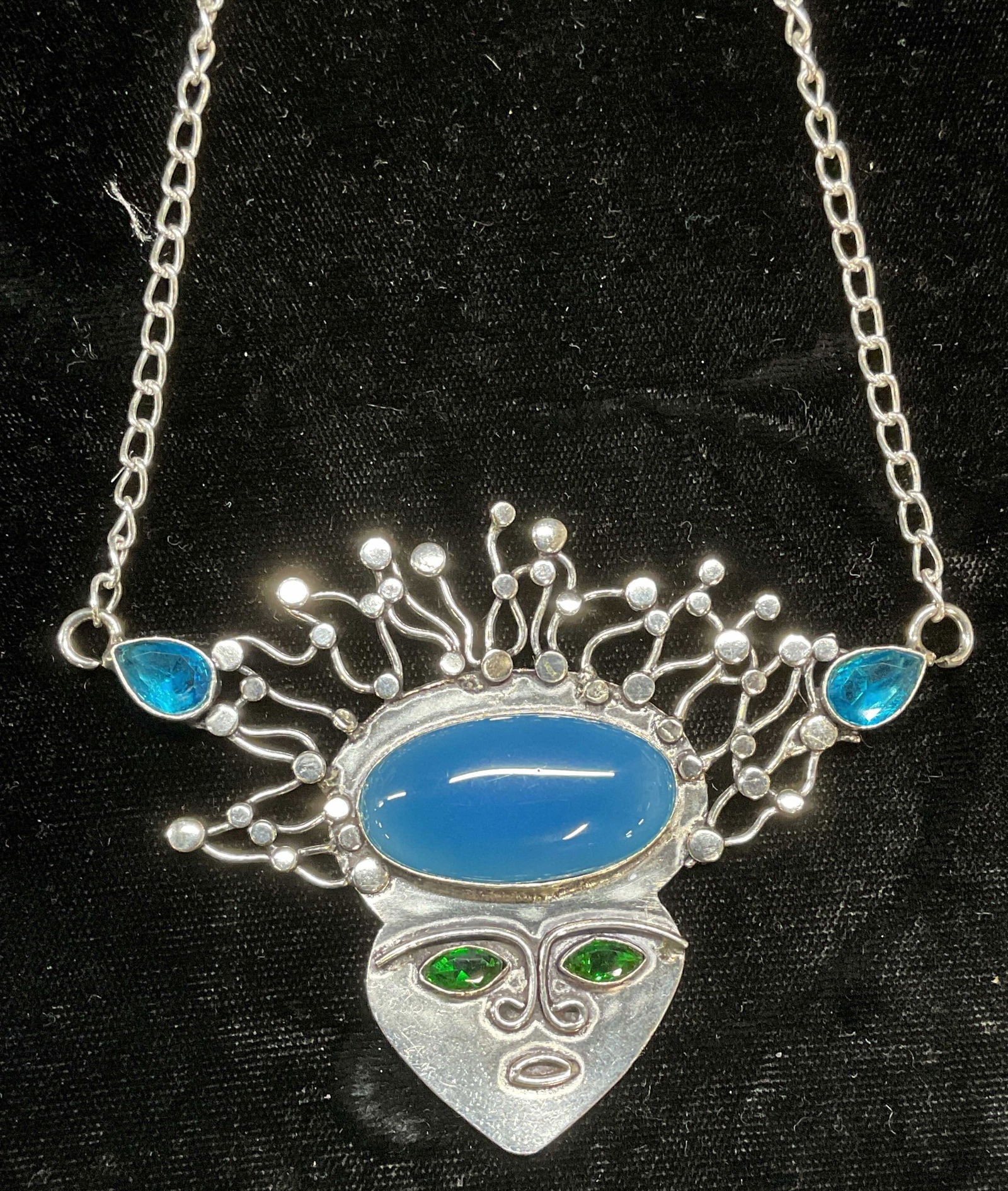 Sterling Silver Figural Pendant Semiprecious Necklace (1 of 6)