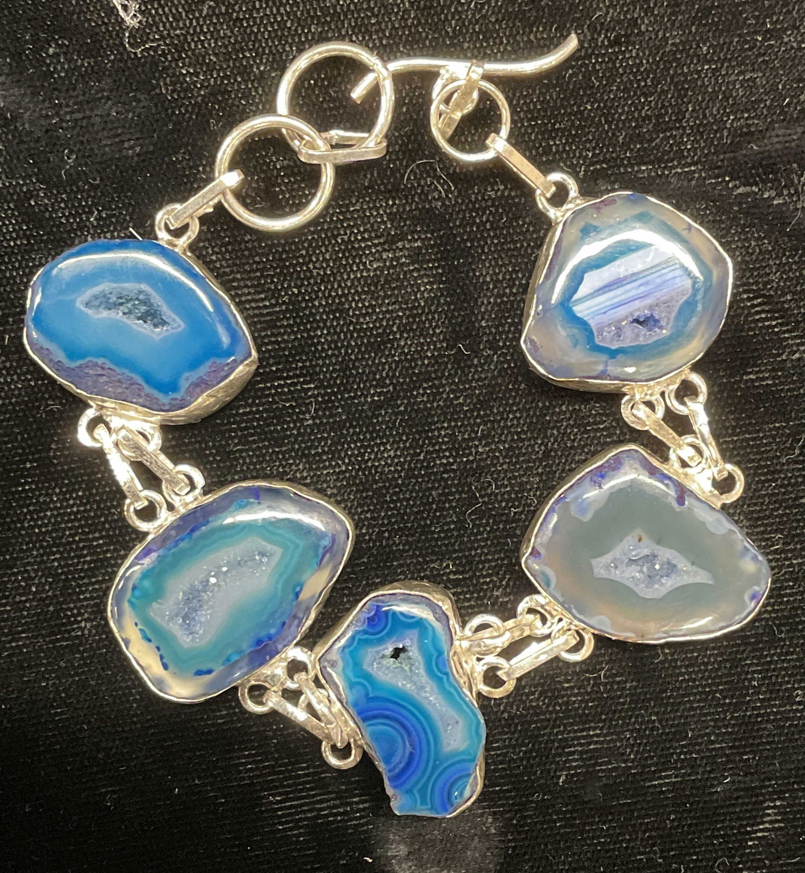 Sterling Silver Blue Druzy Agate Bracelet (1 of 6)