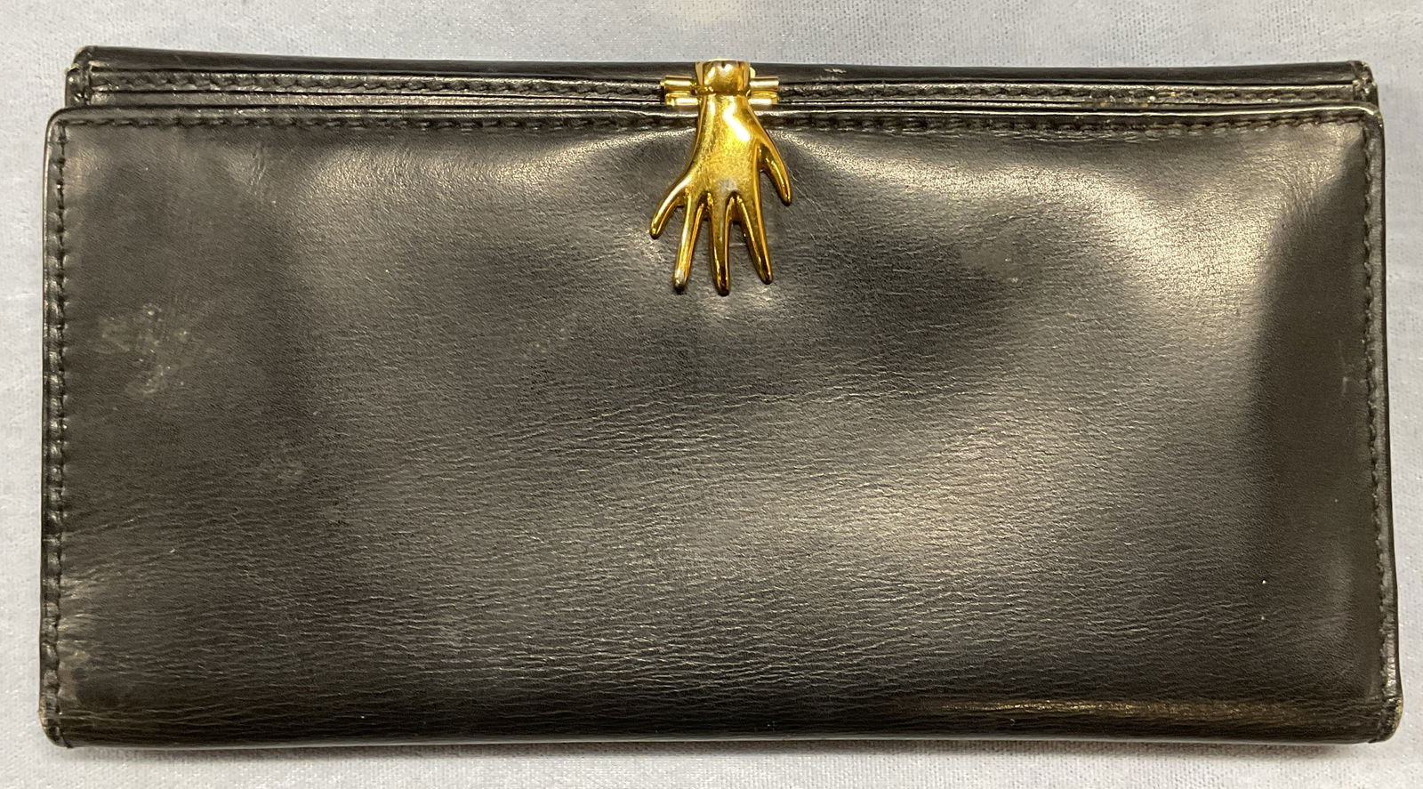 Vintage Gucci Black Leather Hand Clasp Wallet IT (1 of 8)