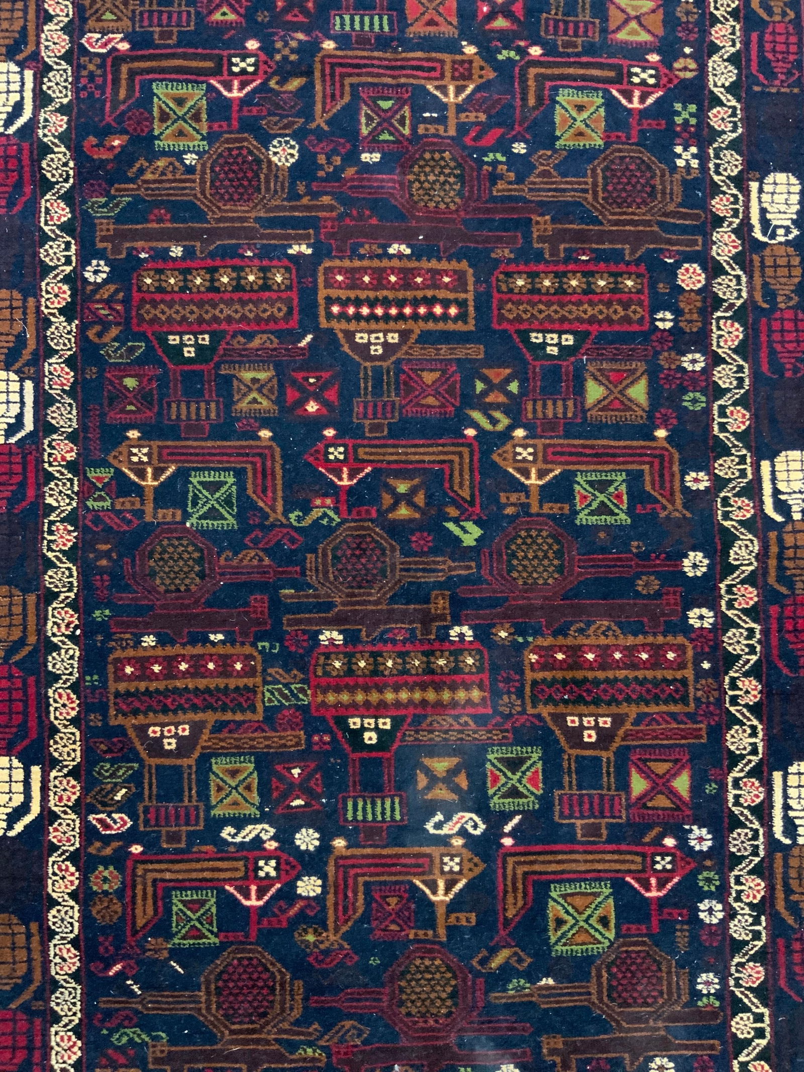 Vintage Afghan Handmade Wool War Rug W Fringes (1 of 10)