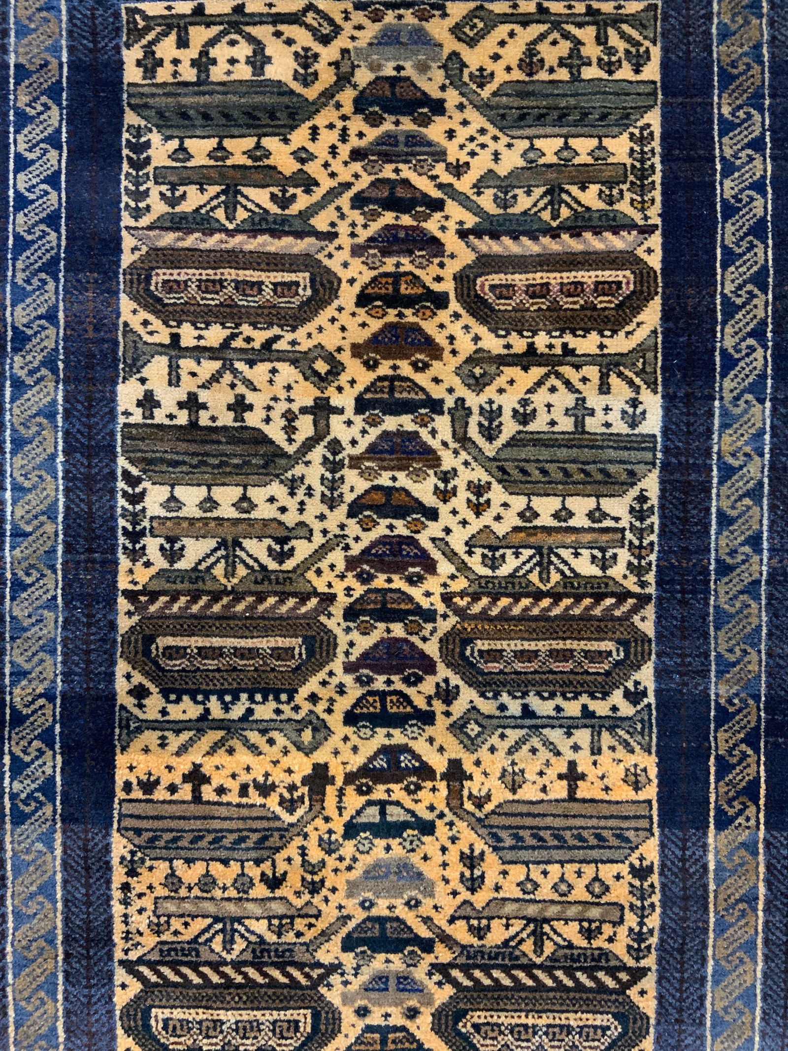 Vintage Afghan Handmade Wool War Rug W Fringes (1 of 8)