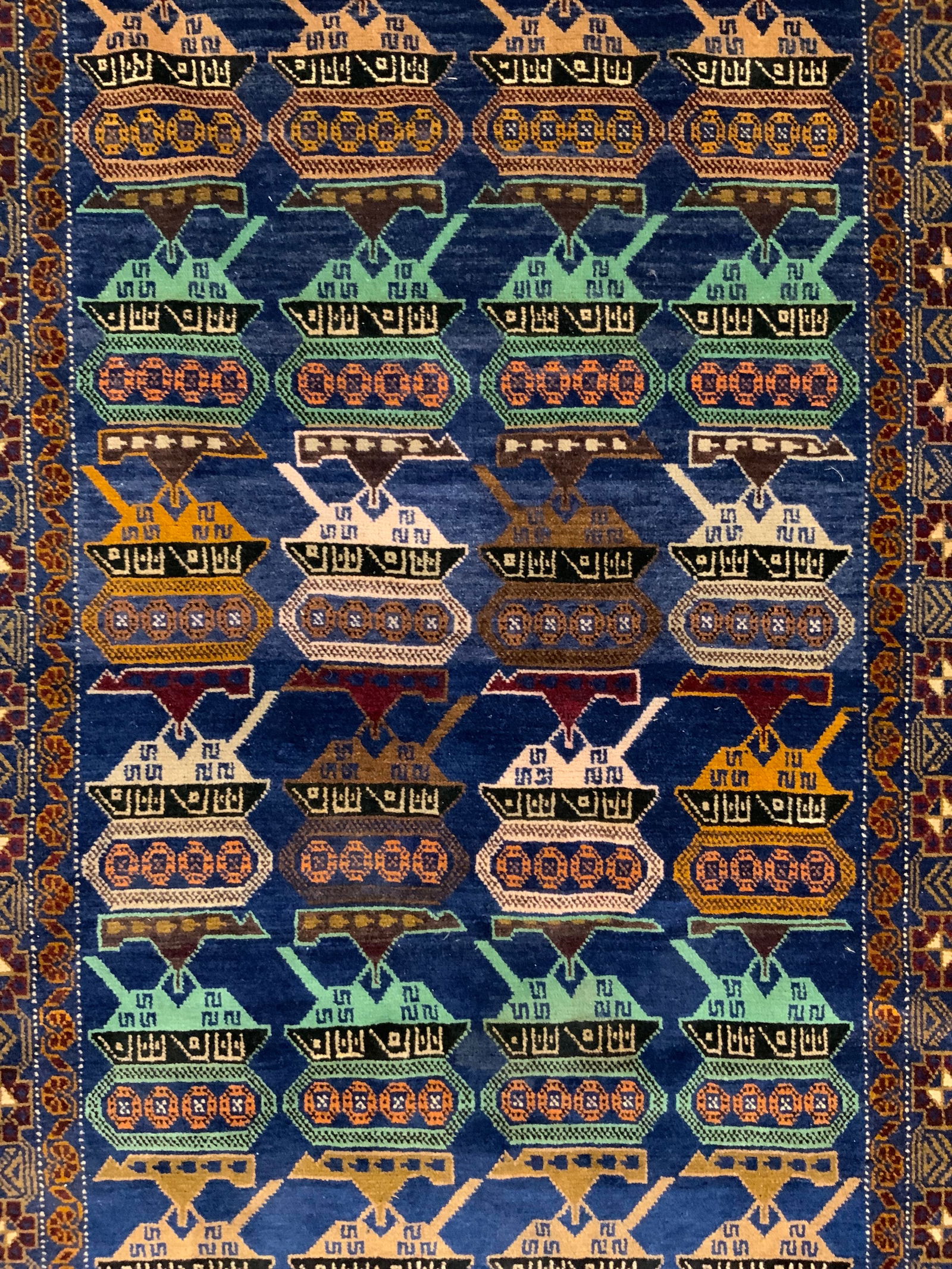 Vintage Afghan Handmade Wool War Rug W Fringes (1 of 9)