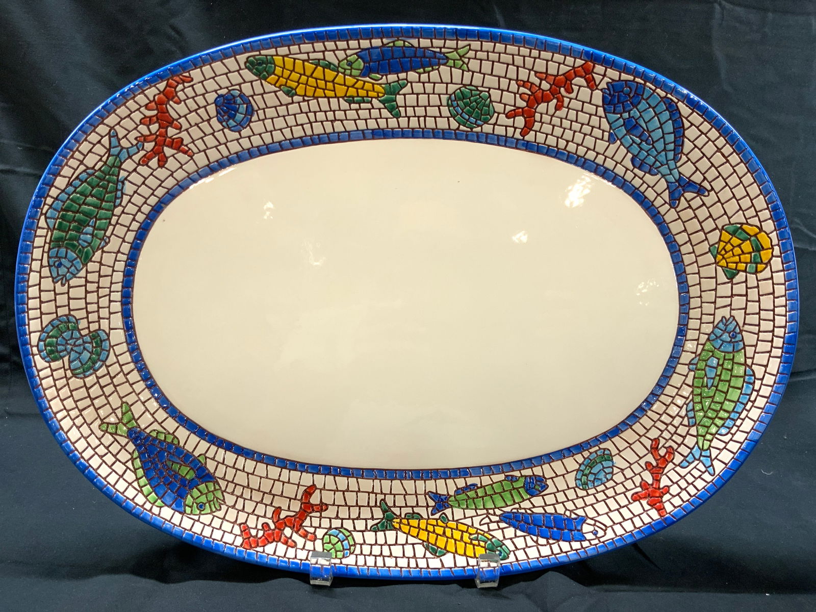 VIETRI Porcelain Mosaic Fish Serving Dish ITALY (1 of 8)