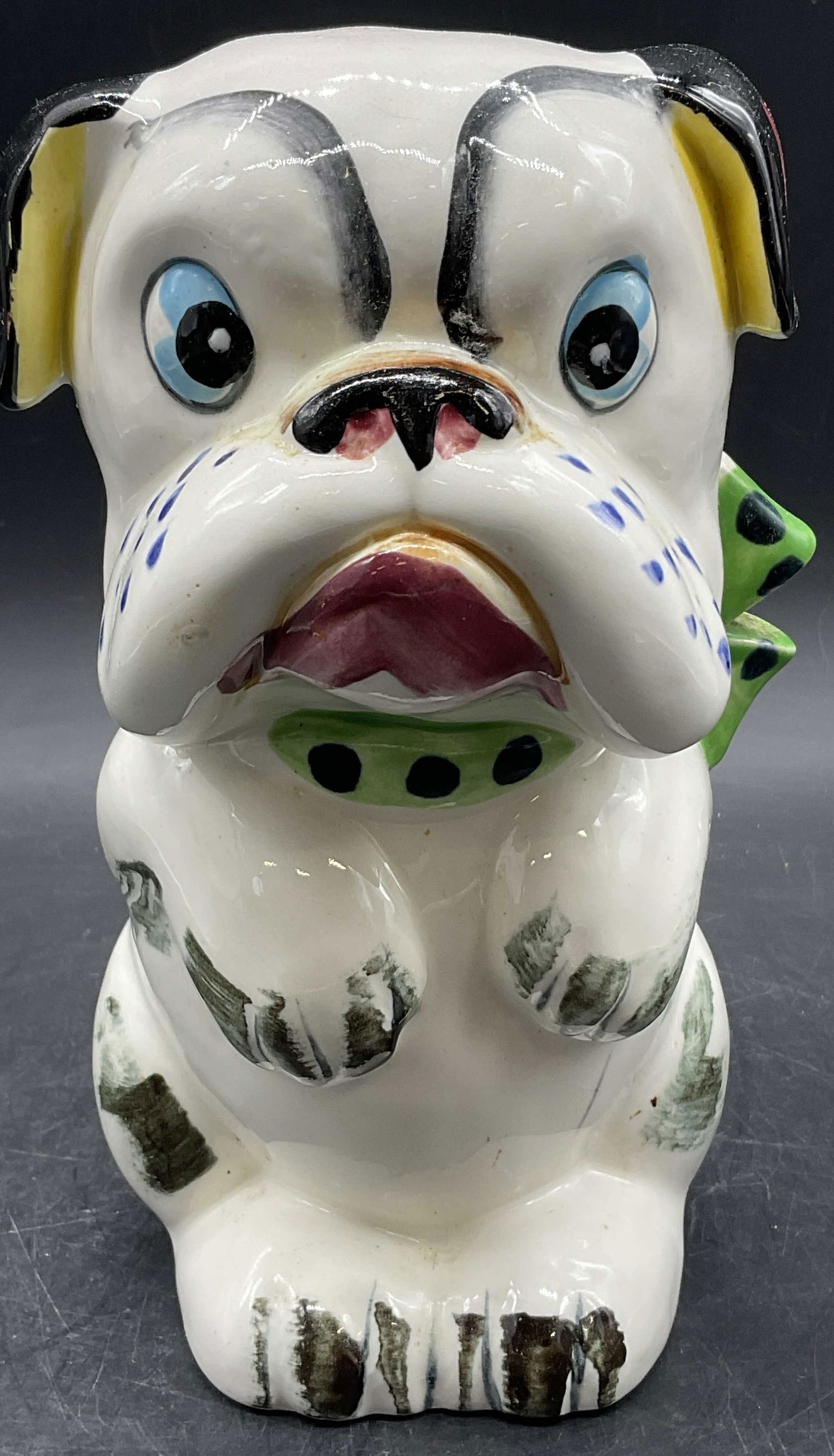 Vntg Hand Painted Ceramic Dog Figural Coin Bank JP (1 of 9)