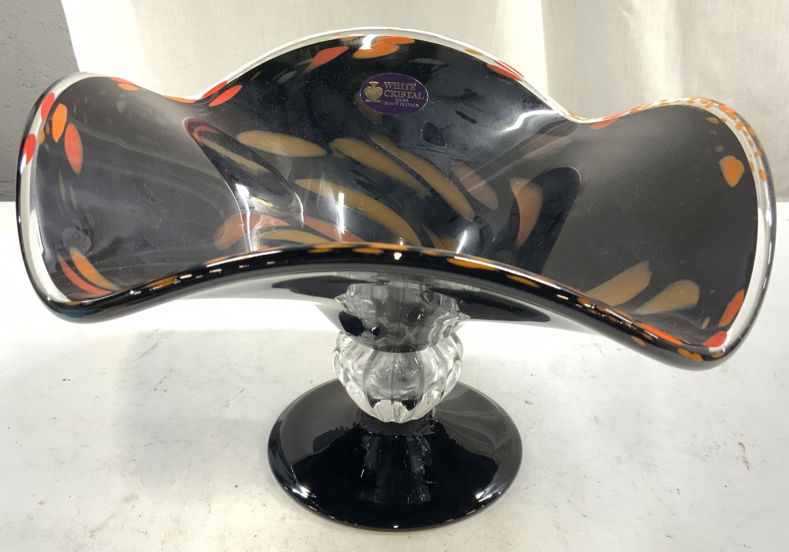 WHITE CRYSTAL Handblown Art Glass Vessel ITALY (1 of 8)