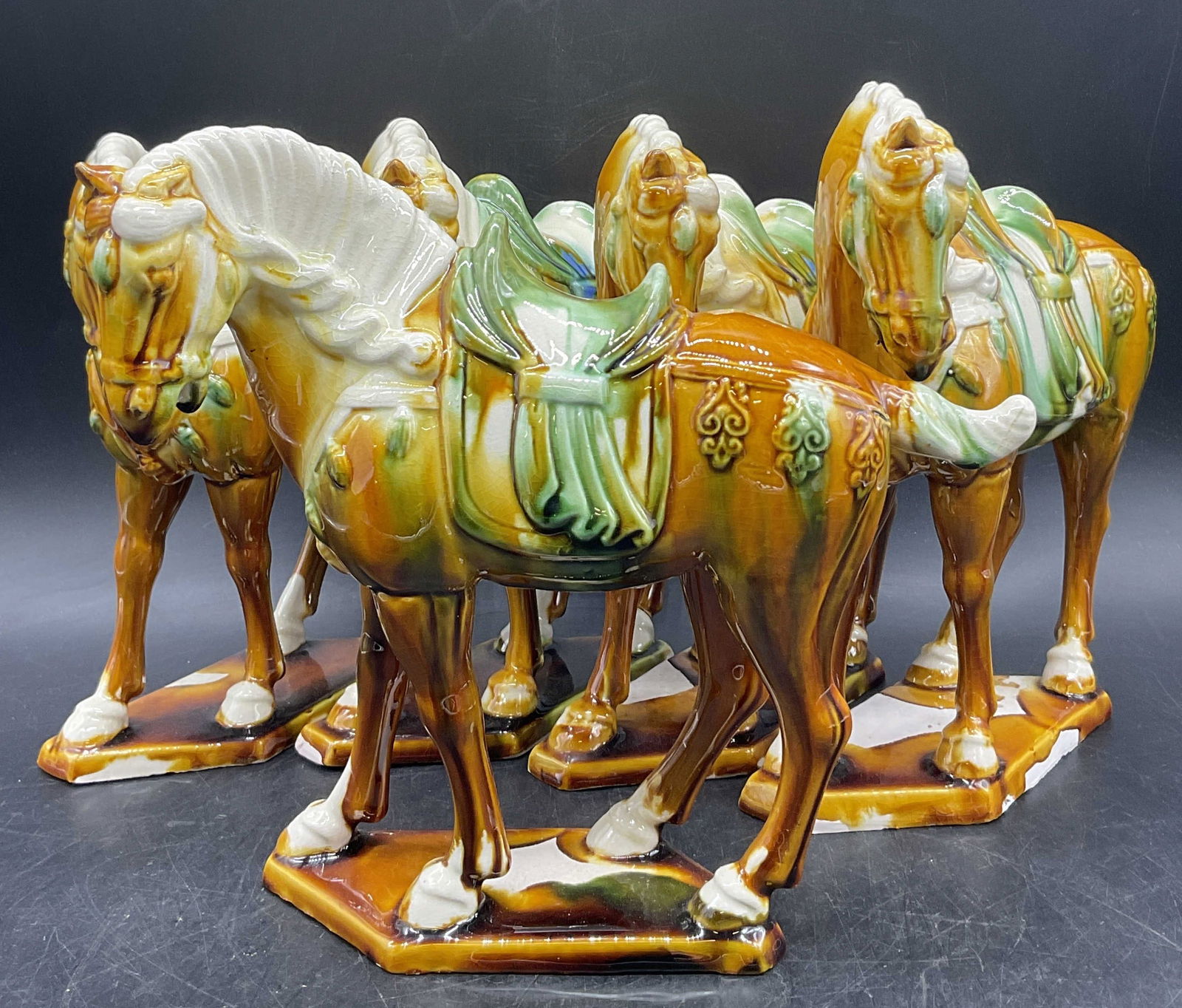 5 Vintage Tang Style Sancai Glaze Ceramic Horses (1 of 13)