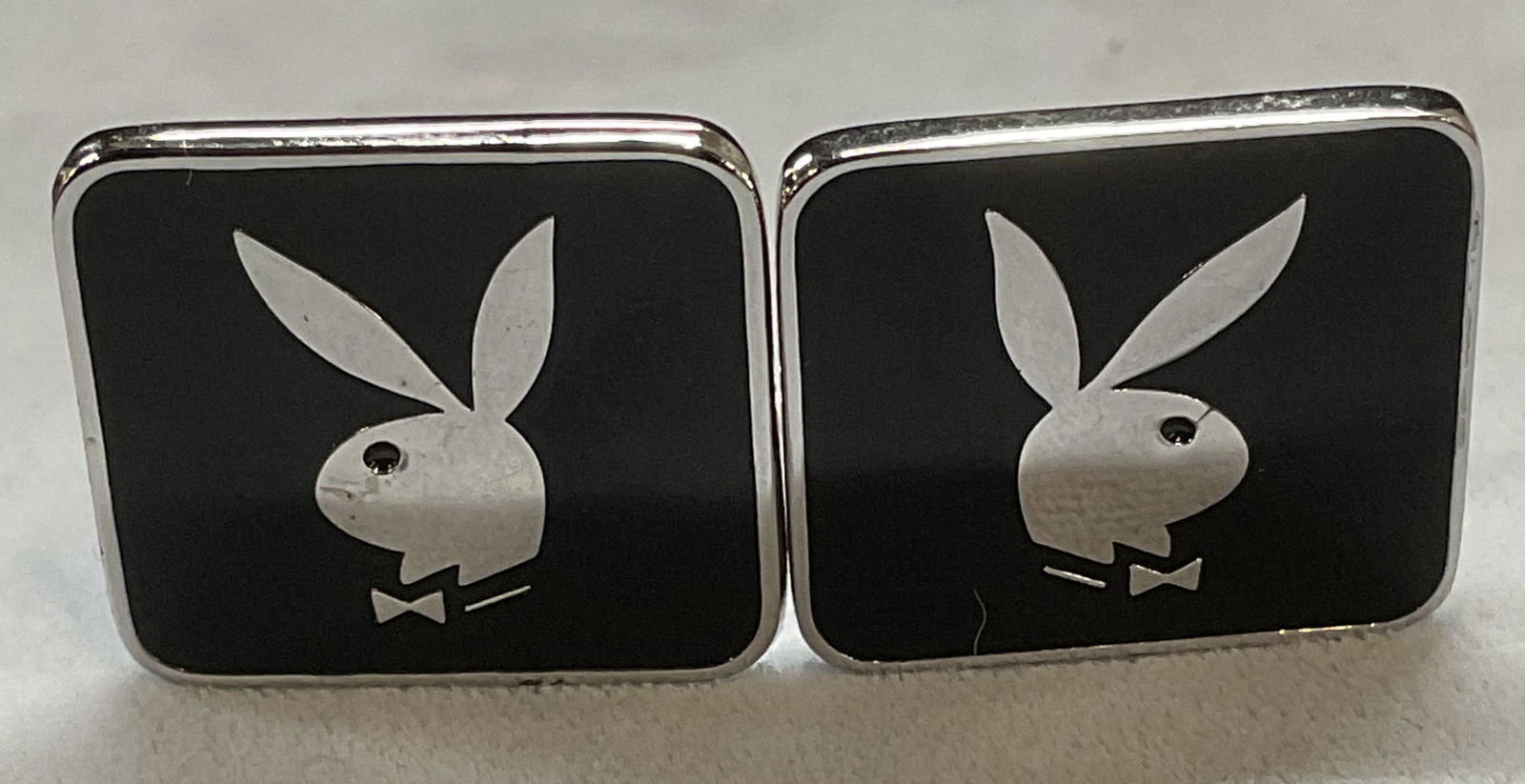 Vintage Playboy Silver Tone Enamel Cufflinks (1 of 6)