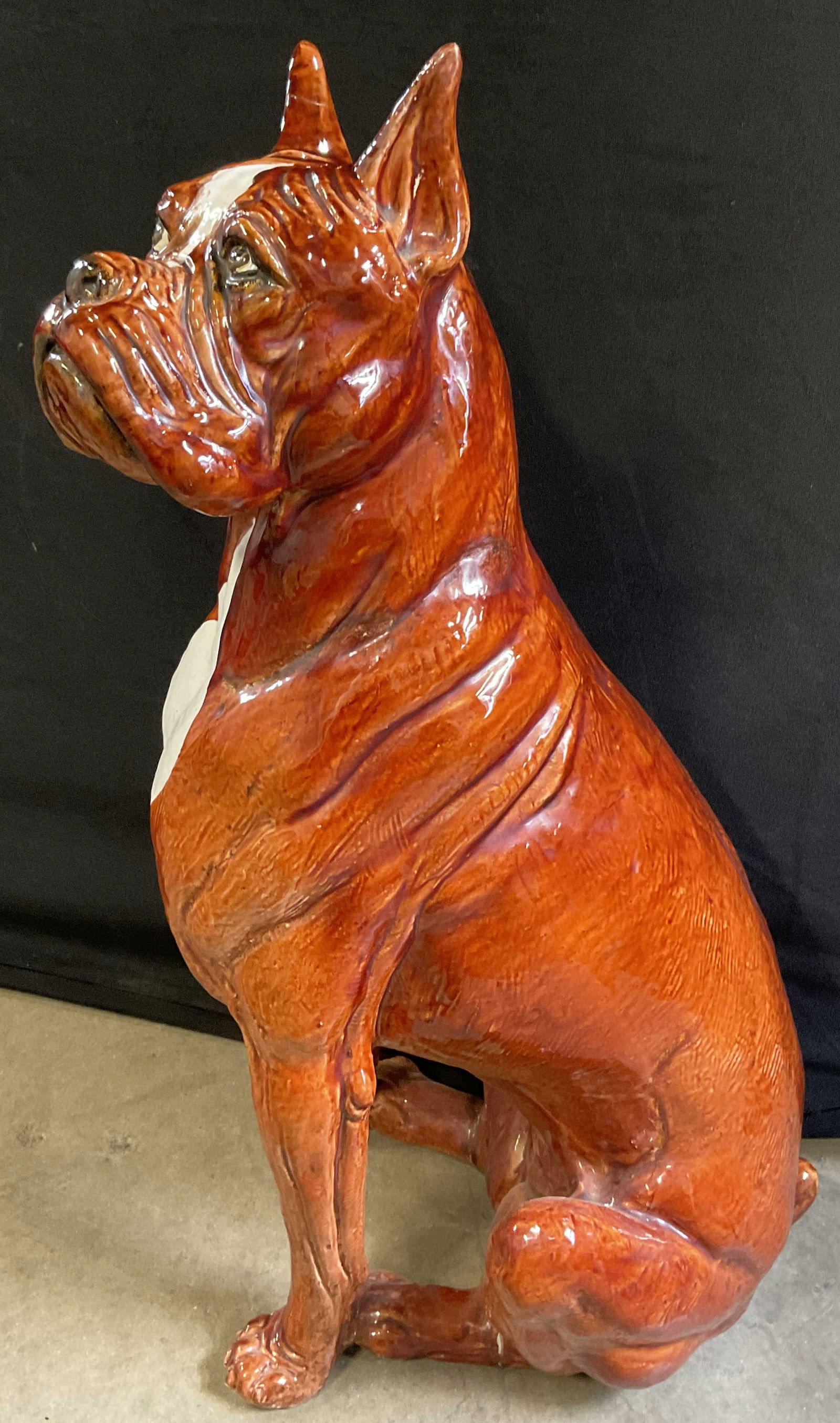 Handmade Painted Boxer Dog Statue, Italy 29.5H in (1 of 11)