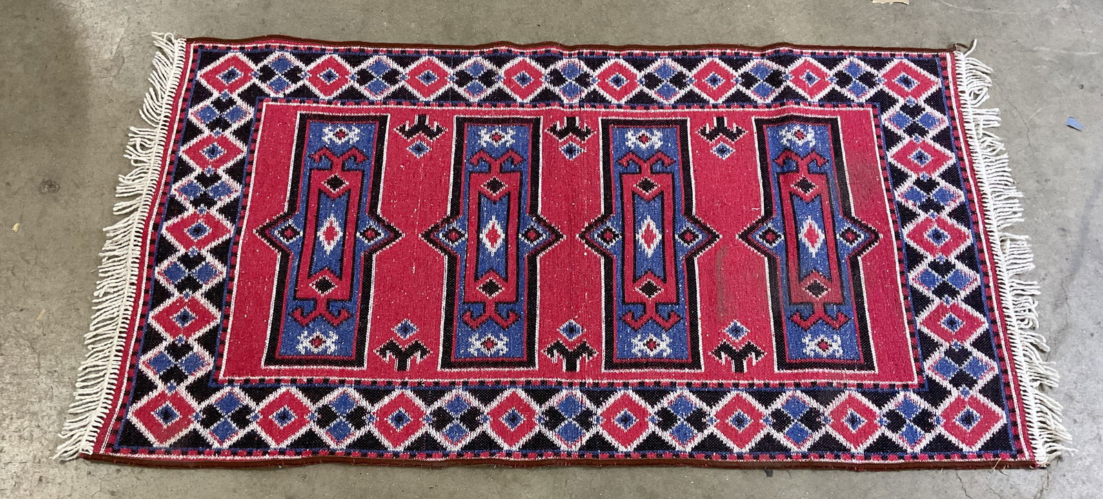 Handmade Multicolored Geometric Patterned Rug (1 of 8)