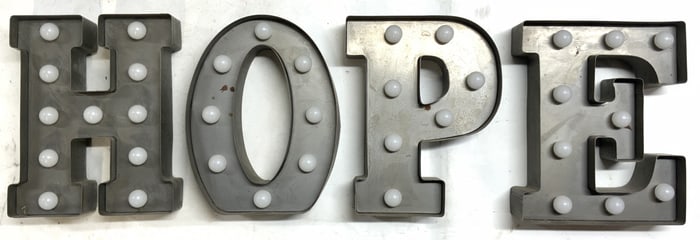 HOPE Lot 4 Wall Letter Lights Total Length 26in