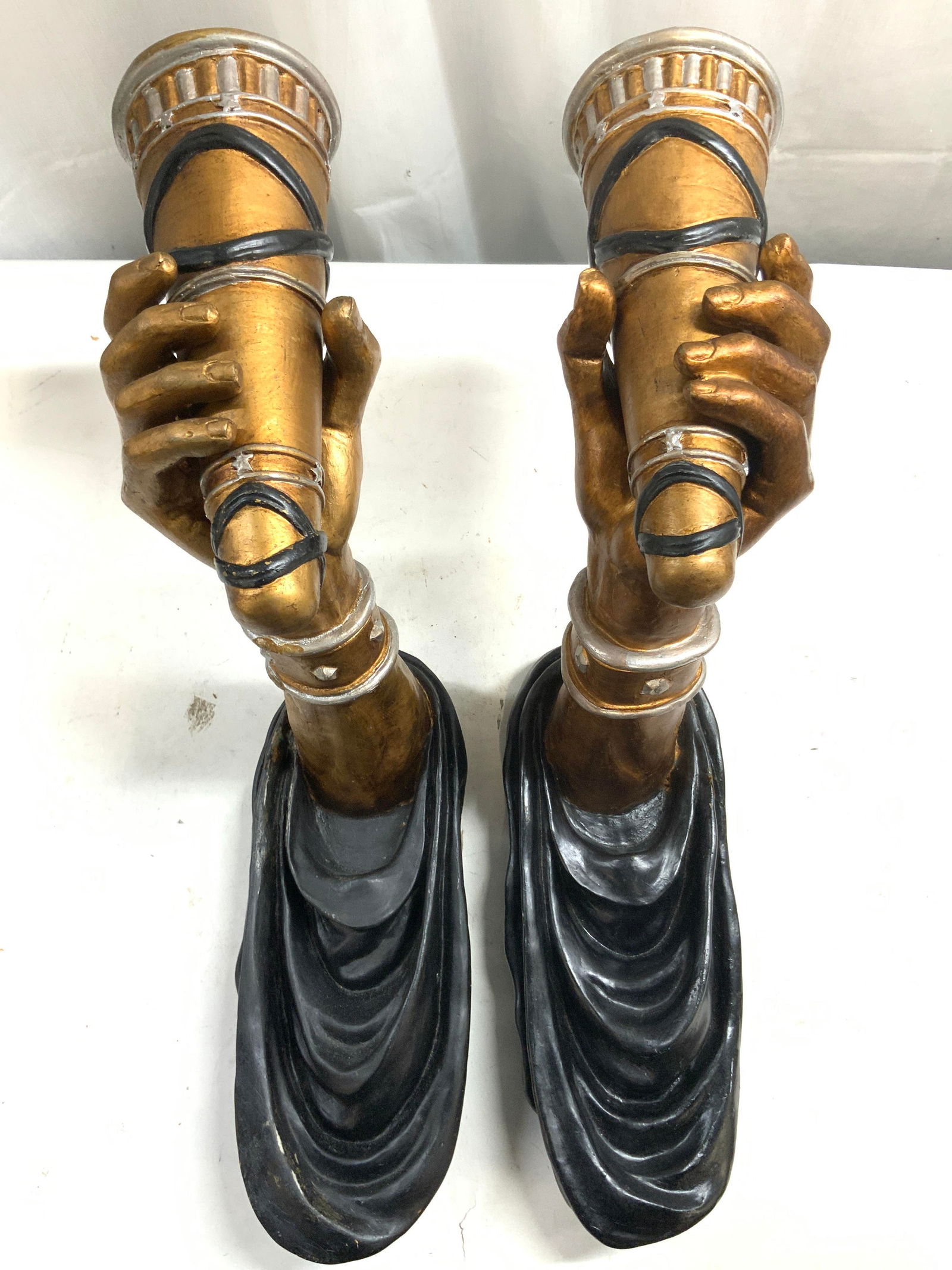 Pair Gilt Arm Form Wall Sconces 23inH (1 of 11)