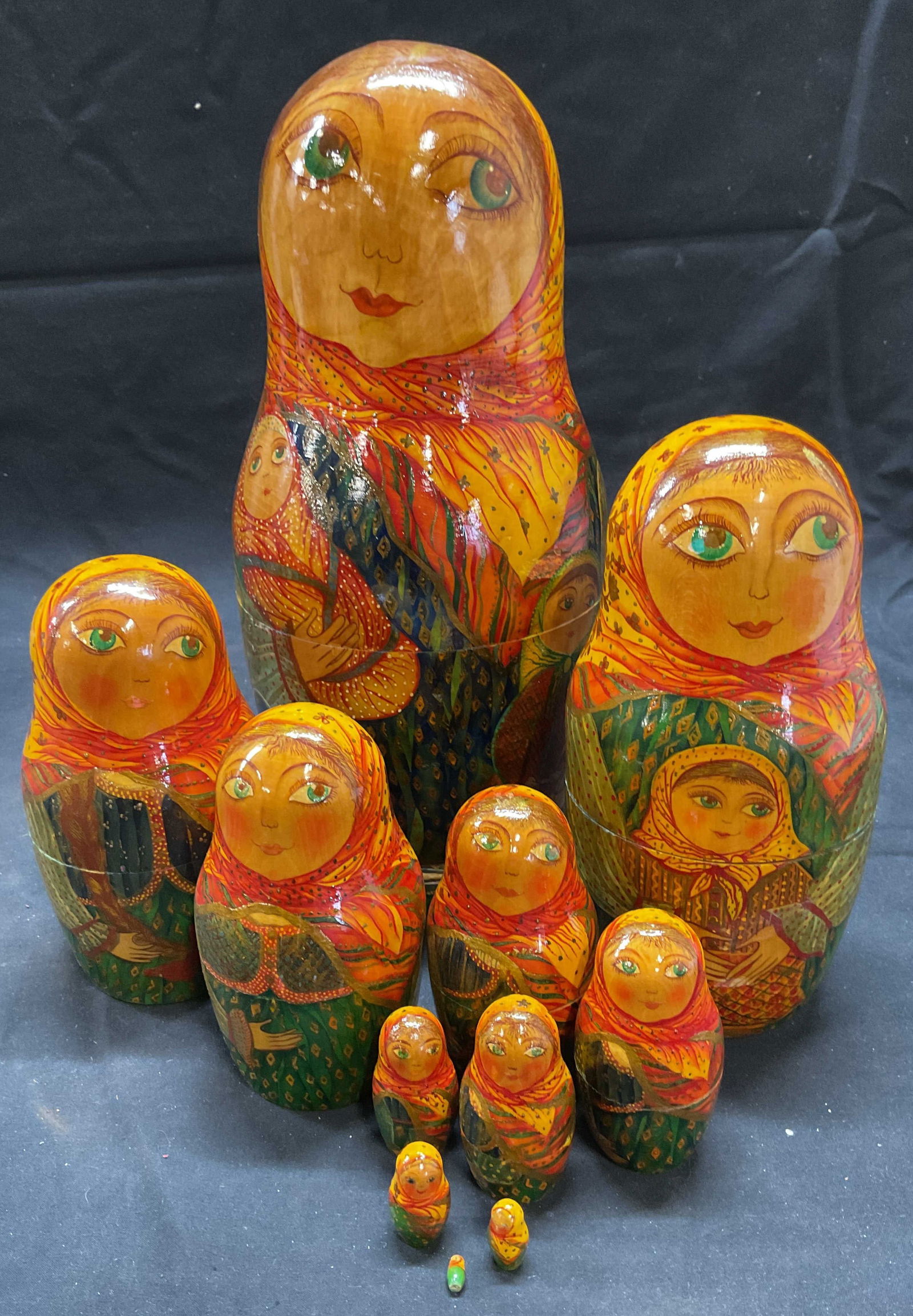 XL Hand Painted Wood Matryoshka Nesting Doll (1 of 8)