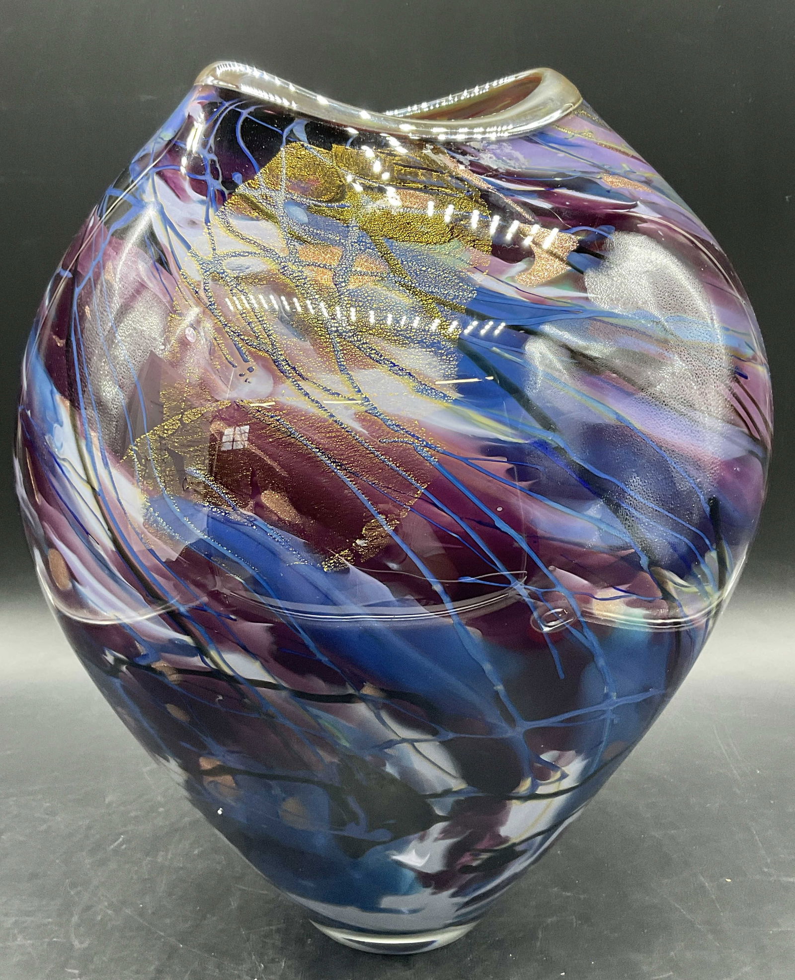 1998 Signed Hand Blown Multicolored Art Glass Vase (1 of 9)