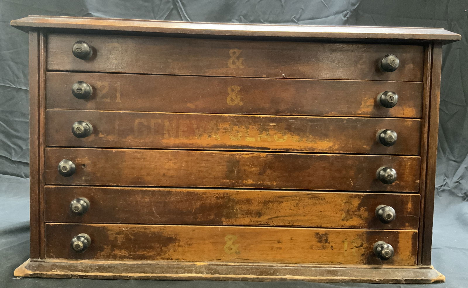 GENEVA GLASSES Antq 6 Drawer Glasses Cabinet (1 of 10)