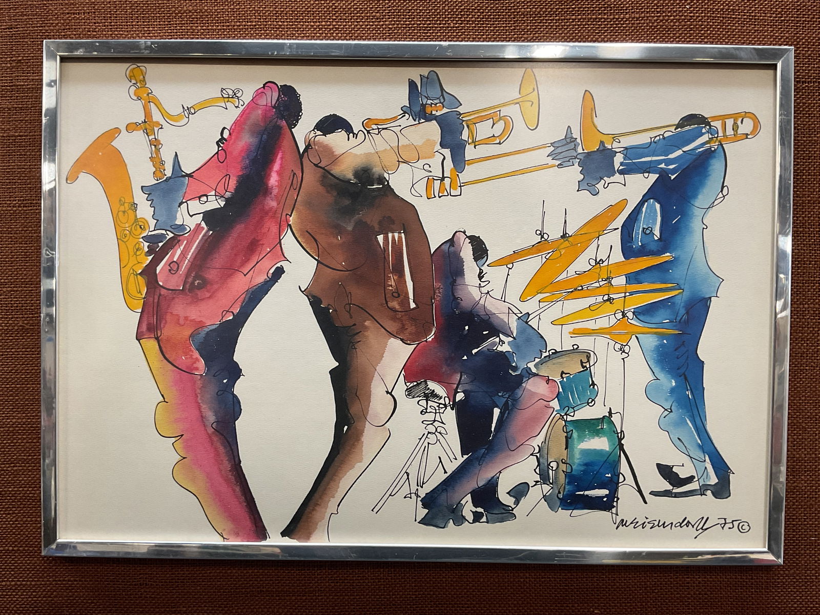 Framed Leo Meiserdorff Jazz Watercolor Print (1 of 8)