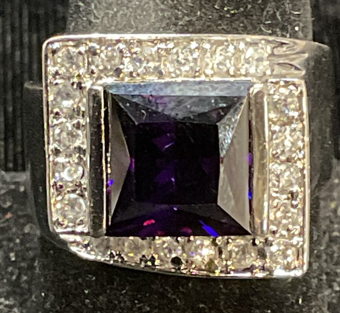 Sterling Silver Art Deco Style Crystal Ring (1 of 6)