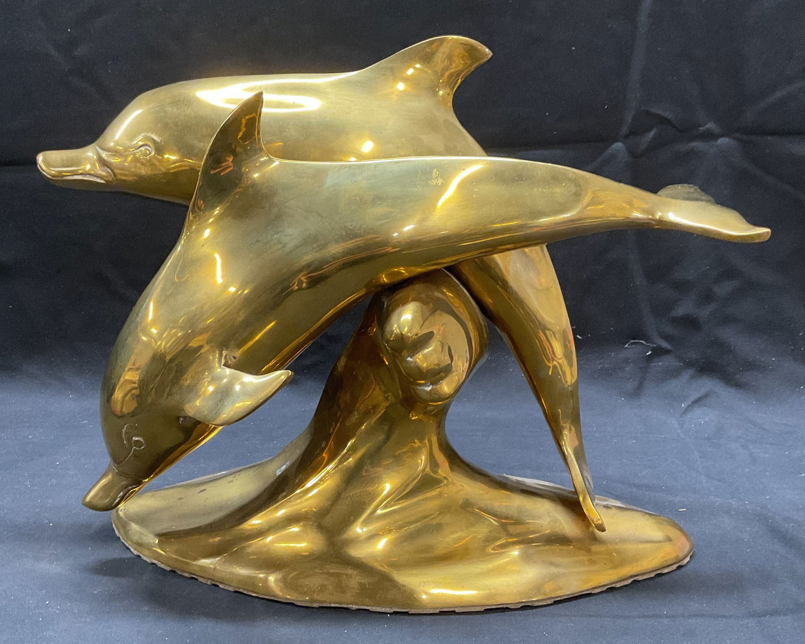 Brass Jumping Dolphins Figural, 10 Inches Tall (1 of 6)