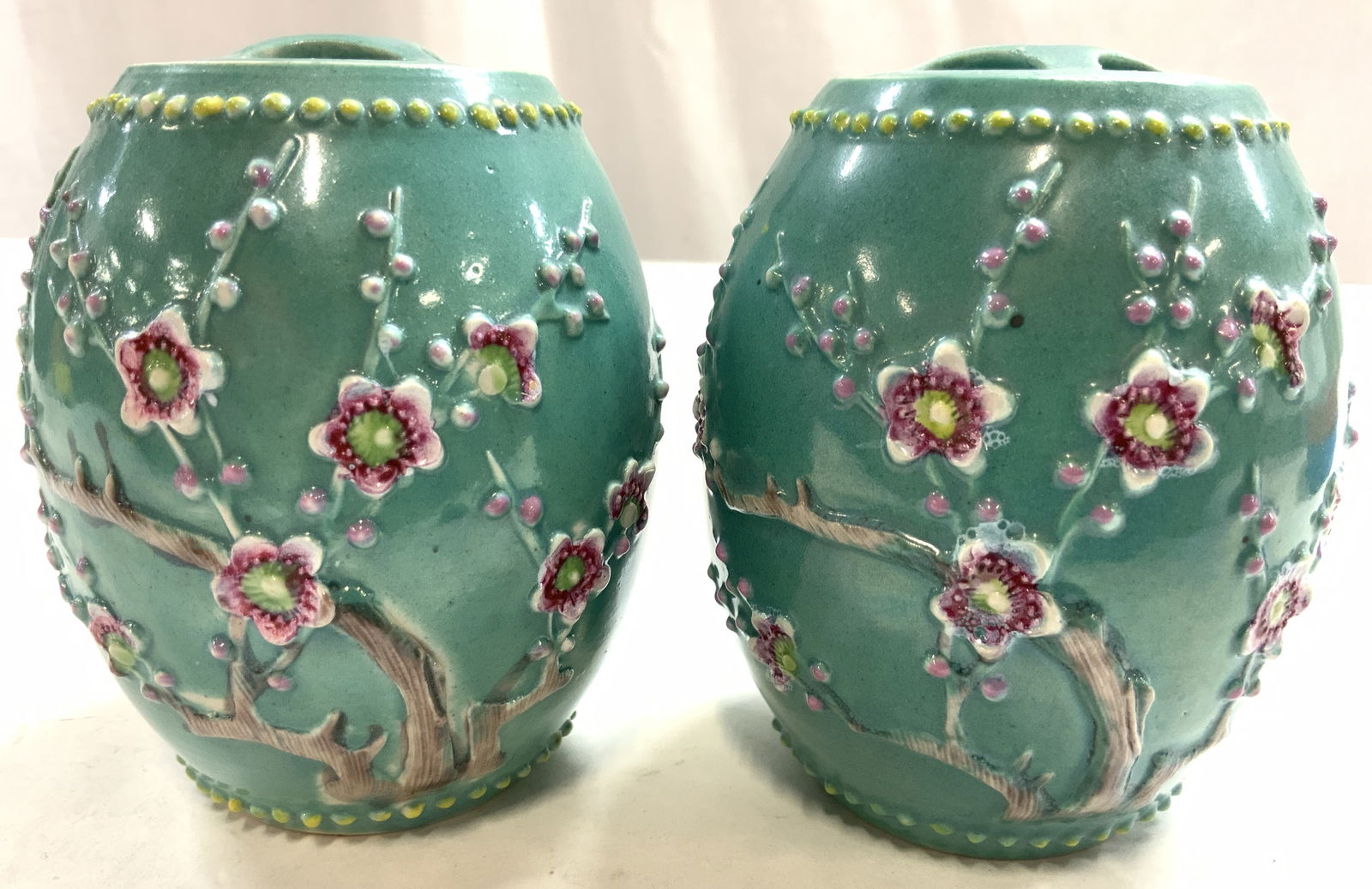 Pr Asian Porc Garden Stool Form Spice Jars W Lids (1 of 8)