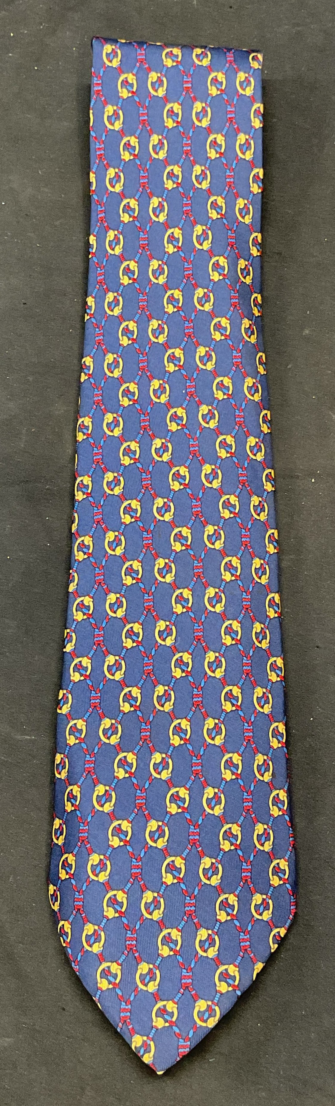 Hermes Blue Silk Graphic Print Tie, France (1 of 7)