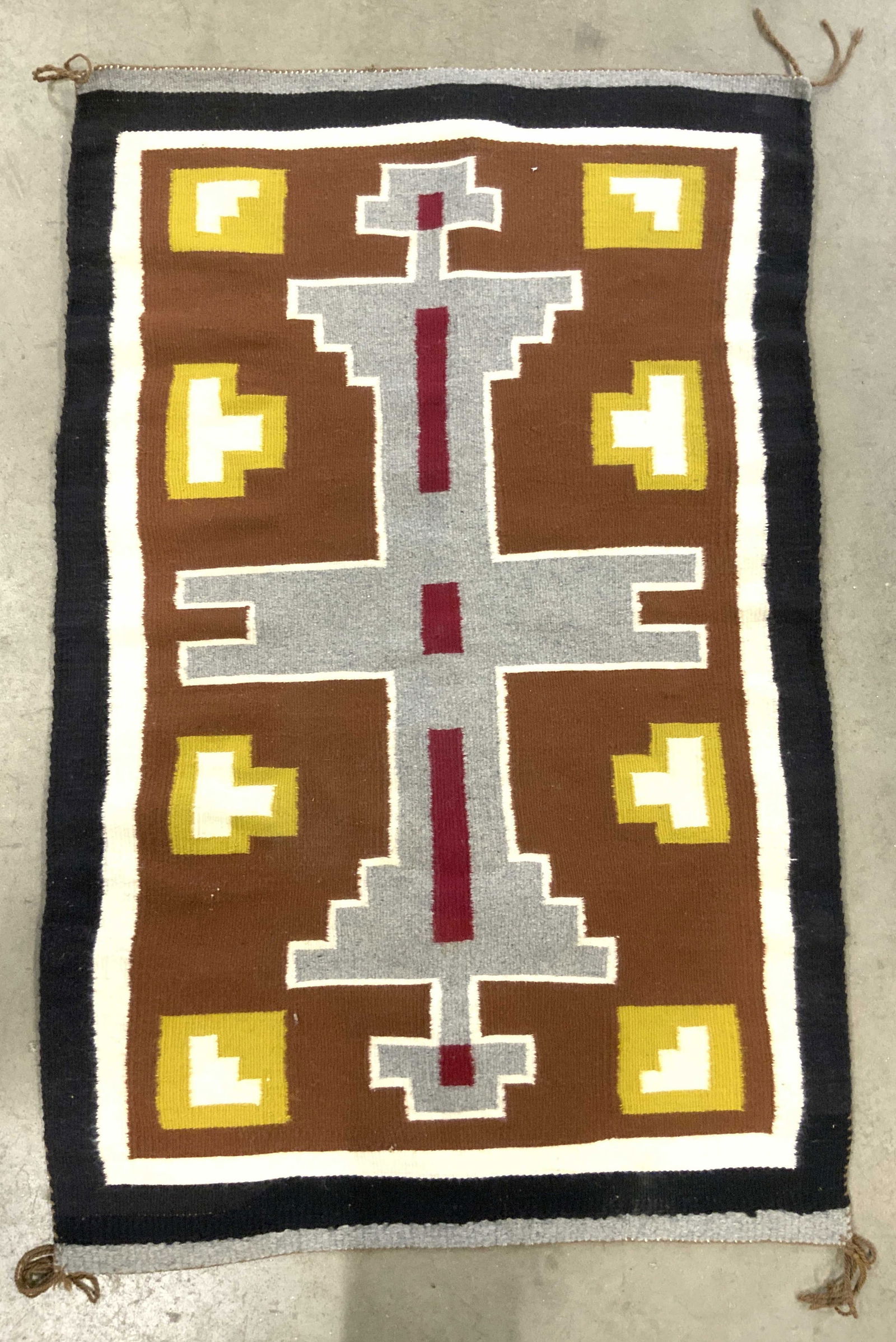 Vntg Handmade Wool Navajo Area Rug (1 of 8)