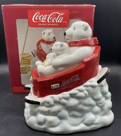 COCA COLA PolarBear Downhill Ceramic Cookie Jar,Bx