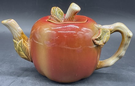 Ceramic Red Apple Form Teapot, Lidded