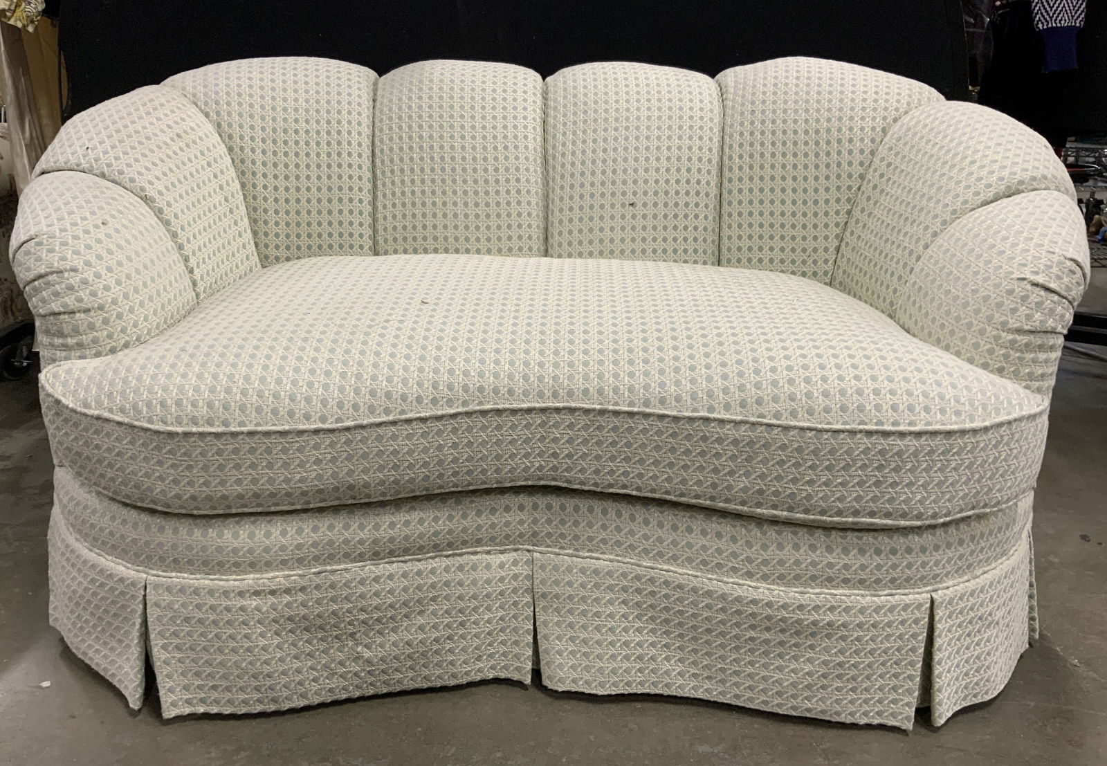 Vintage Contemporary Skirted Loveseat Sofa (1 of 7)