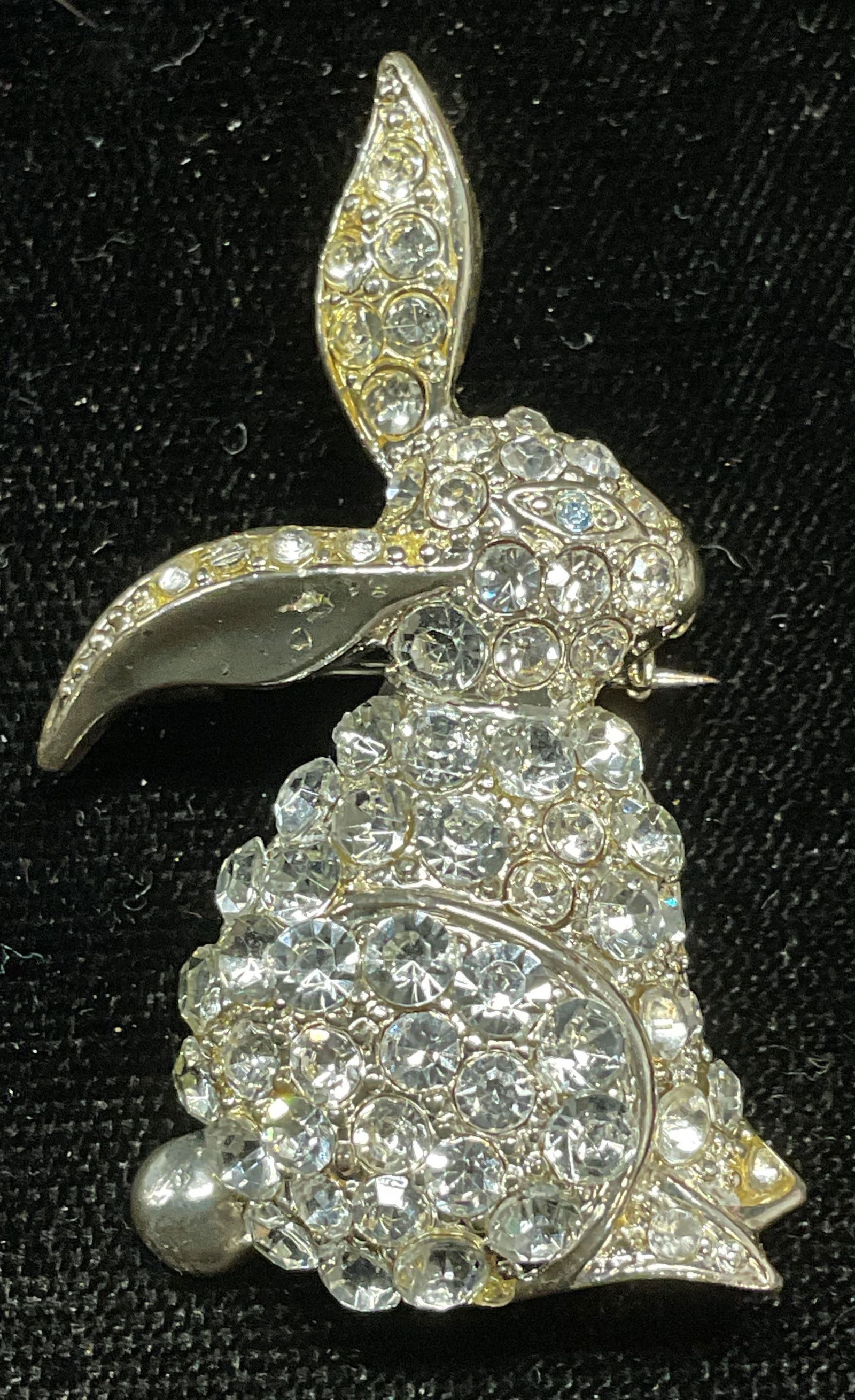 Silver Tone Crystal Rabbit Brooch (1 of 6)