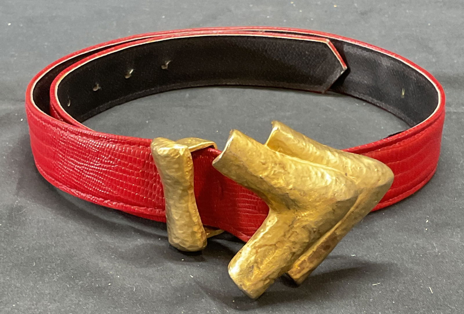 Vtg Sandy Duftler Red Leather Belt (1 of 6)