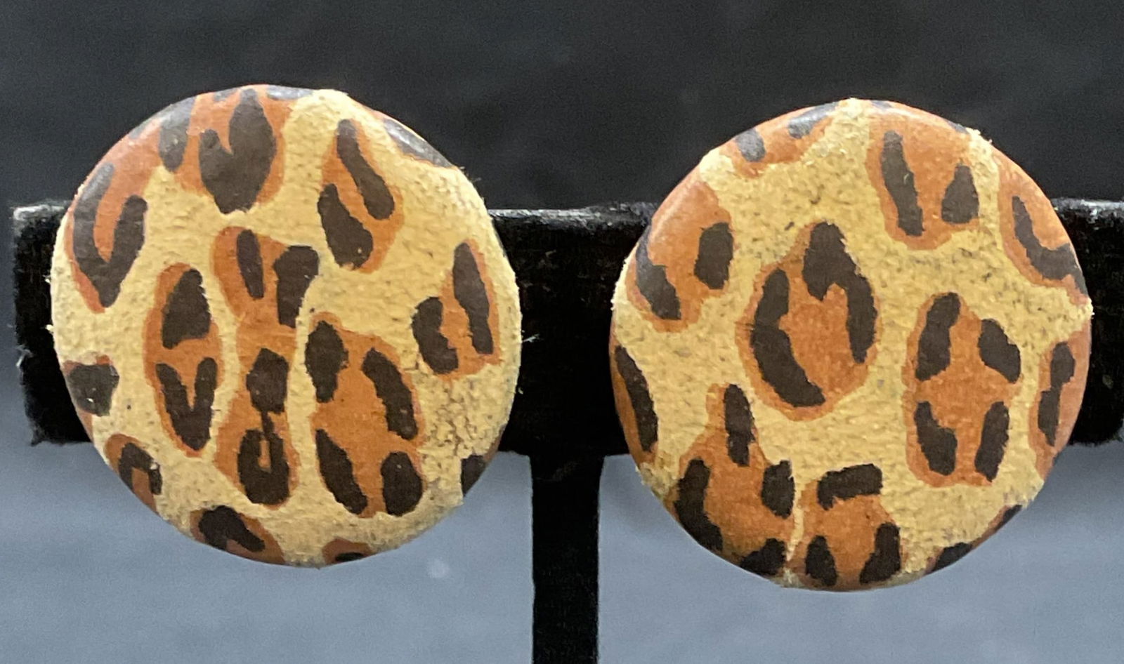Vintage Leopard Print Button Earrings (1 of 6)