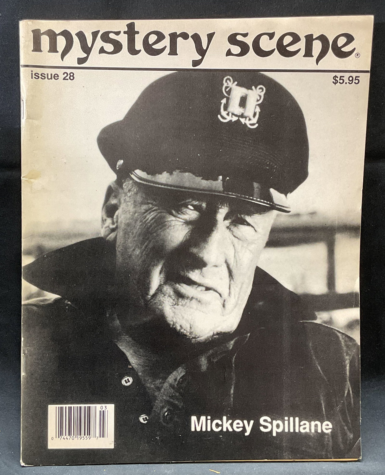 Mystery Scene Literary Magazine 1991: Softcover copy of Mystery Scene Magazine. Published January 1991. Mickey Spillane cover. Measures approx, 10.75 x 8.25 inches. Some wear to cover, pages, and binding consistent with exposure. Mystery 